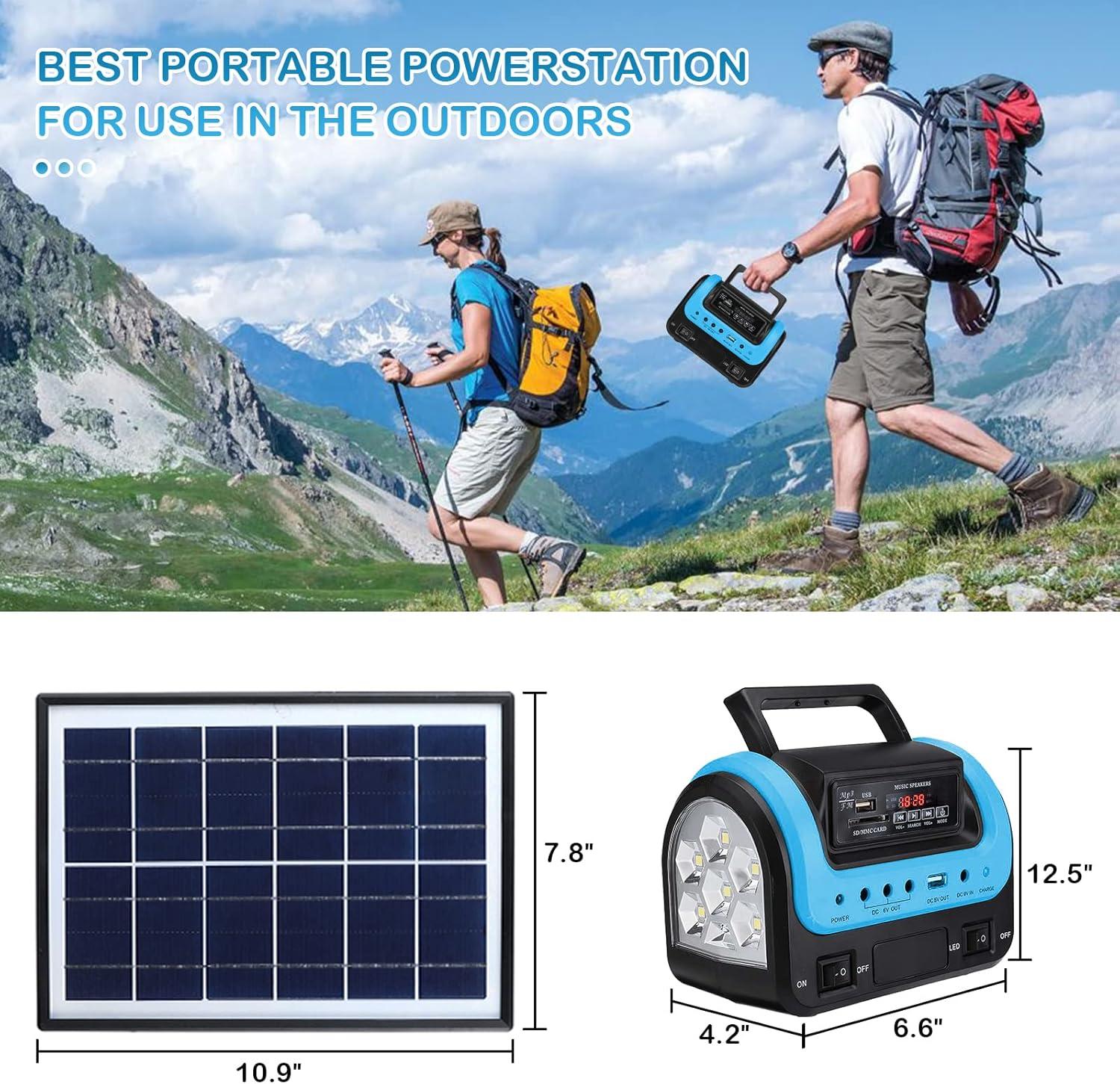 Solar Generator with Panel,Solar Power Generators Portable Power Station with Flashlight,Emergency Power Supply for Home Use Camping Hunting Emergency(Green)