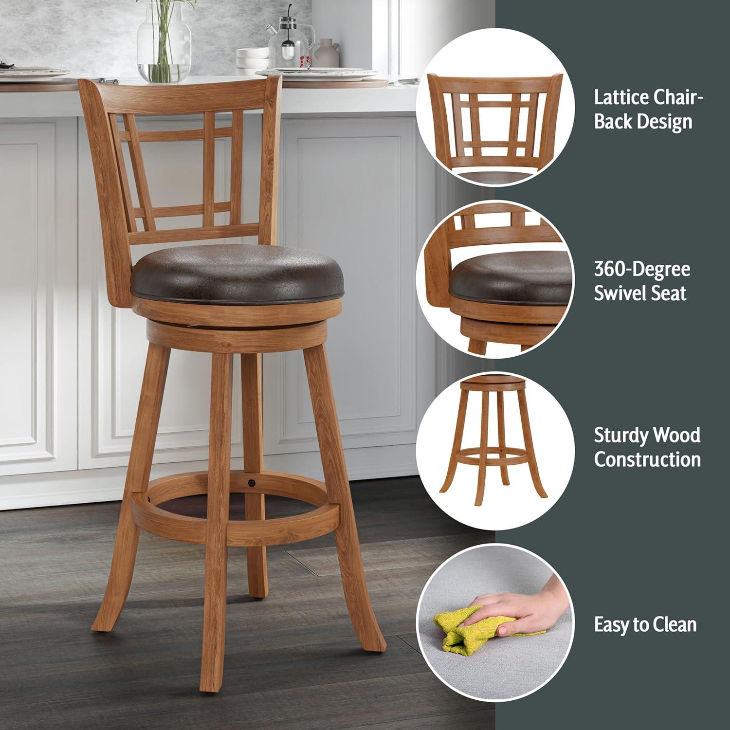 Hillsdale Furniture Fairfox Wood Bar Height Swivel Stool, Oak