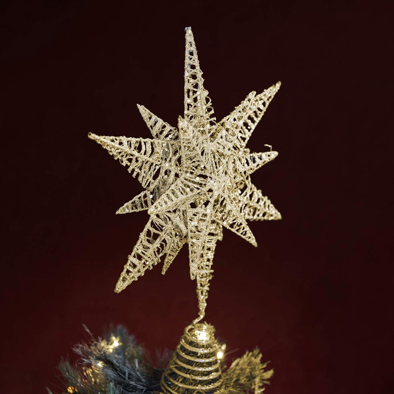 Ornativity 3D Glitter Star Tree Topper - Gold