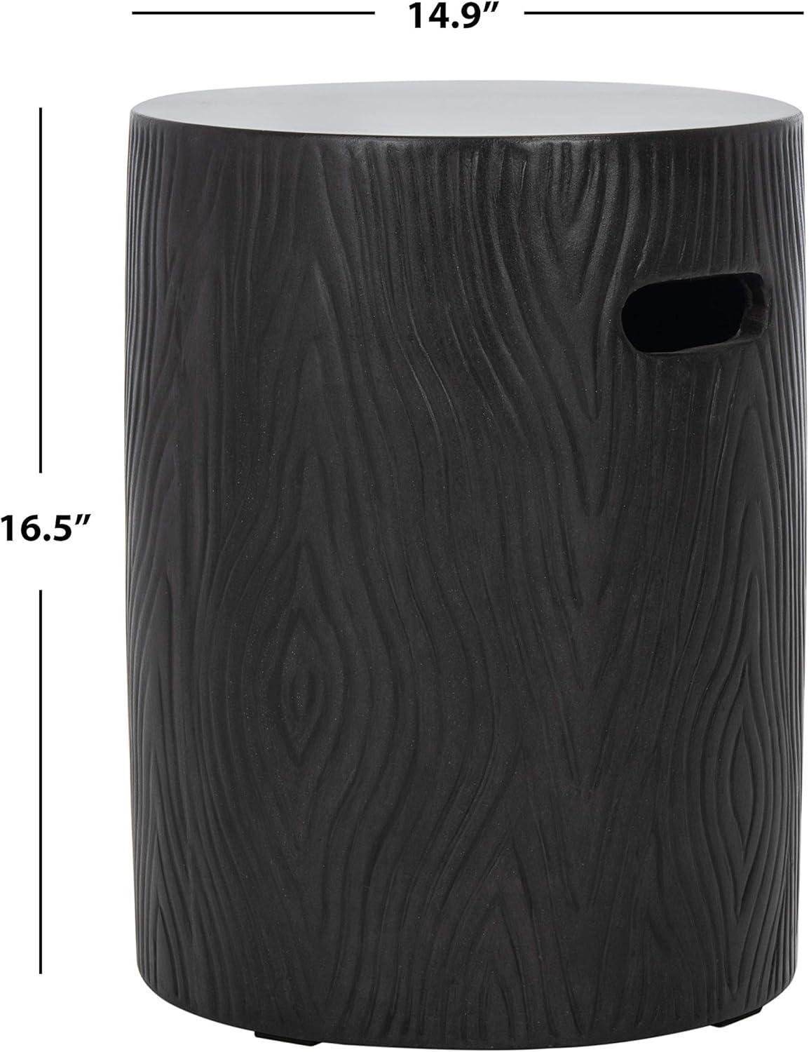 Trunk Indoor/Outdoor Modern Concrete Round Accent Table - Black - Safavieh