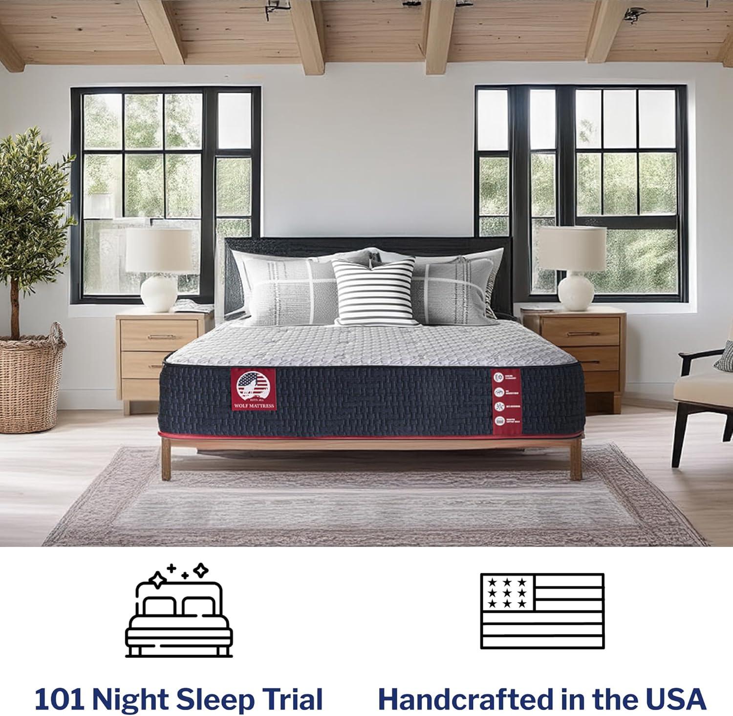 Wolf Queen Mattress - 12-Inch Medium Firm Memory Foam Hybrid Mattress with 7 Layers, Individually Wrapped Coil, Cooling Design, 101-Night Trial, Provides the Right Level of Comfort and Support