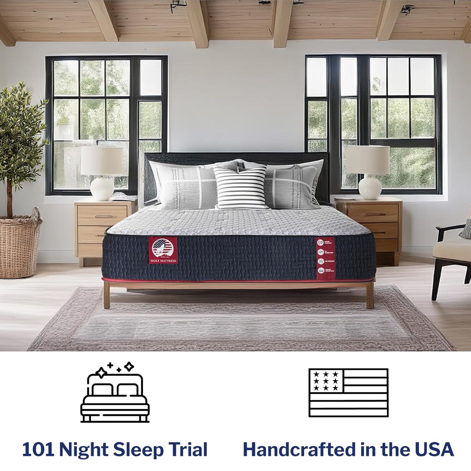 Wolf Queen Mattress - 12-Inch Medium Firm Memory Foam Hybrid Mattress with 7 Layers, Individually Wrapped Coil, Cooling Design, 101-Night Trial, Provides the Right Level of Comfort and Support