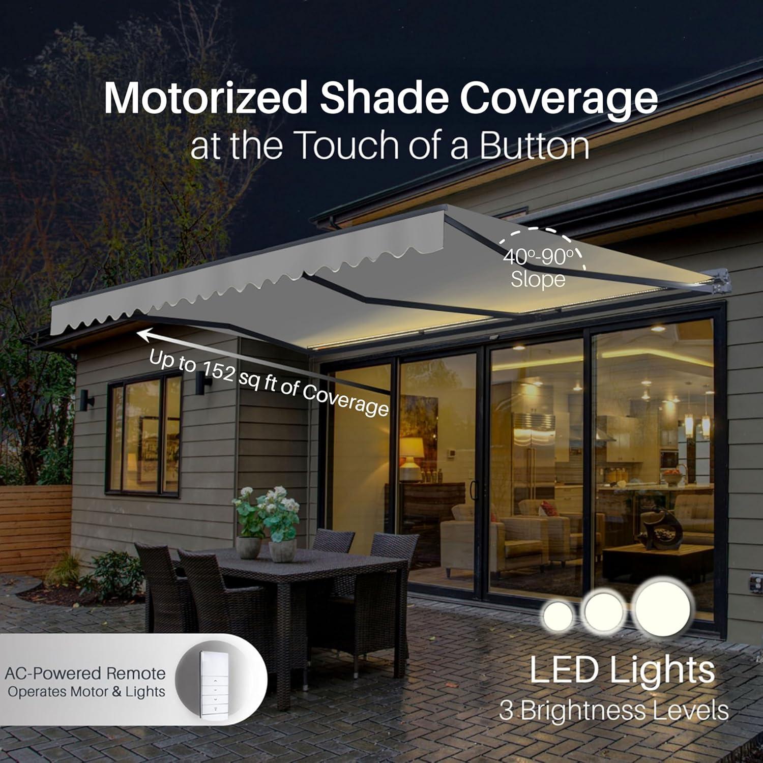 ALEKO Motorized Retractable Patio Awning- Black Frame