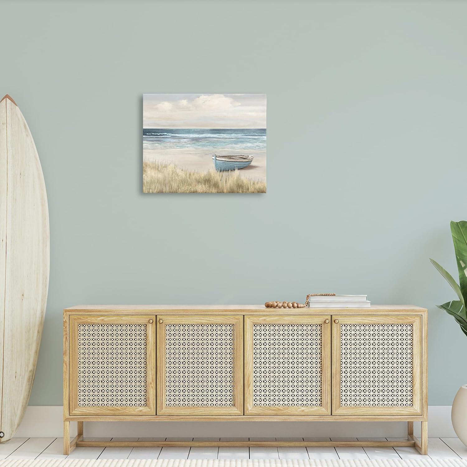 Coastal Blue and Beige Landscape Canvas Wall Art, 30" x 24"