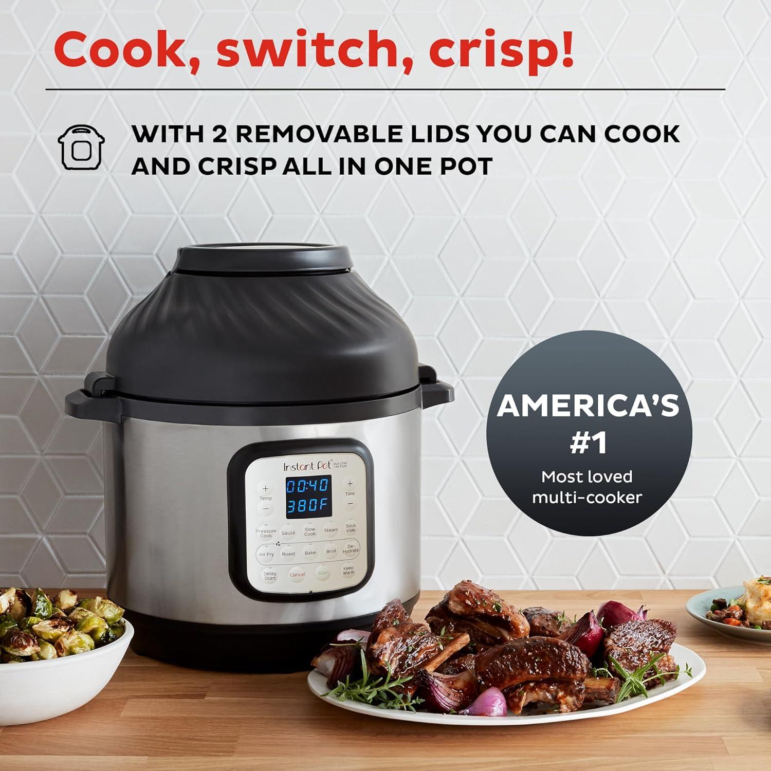 Instant Pot 6qt Crisp Pressure Cooker Air Fryer - Silver: Stainless Steel, Reheat, Air Fry, Saute, Automatic Shut-Off