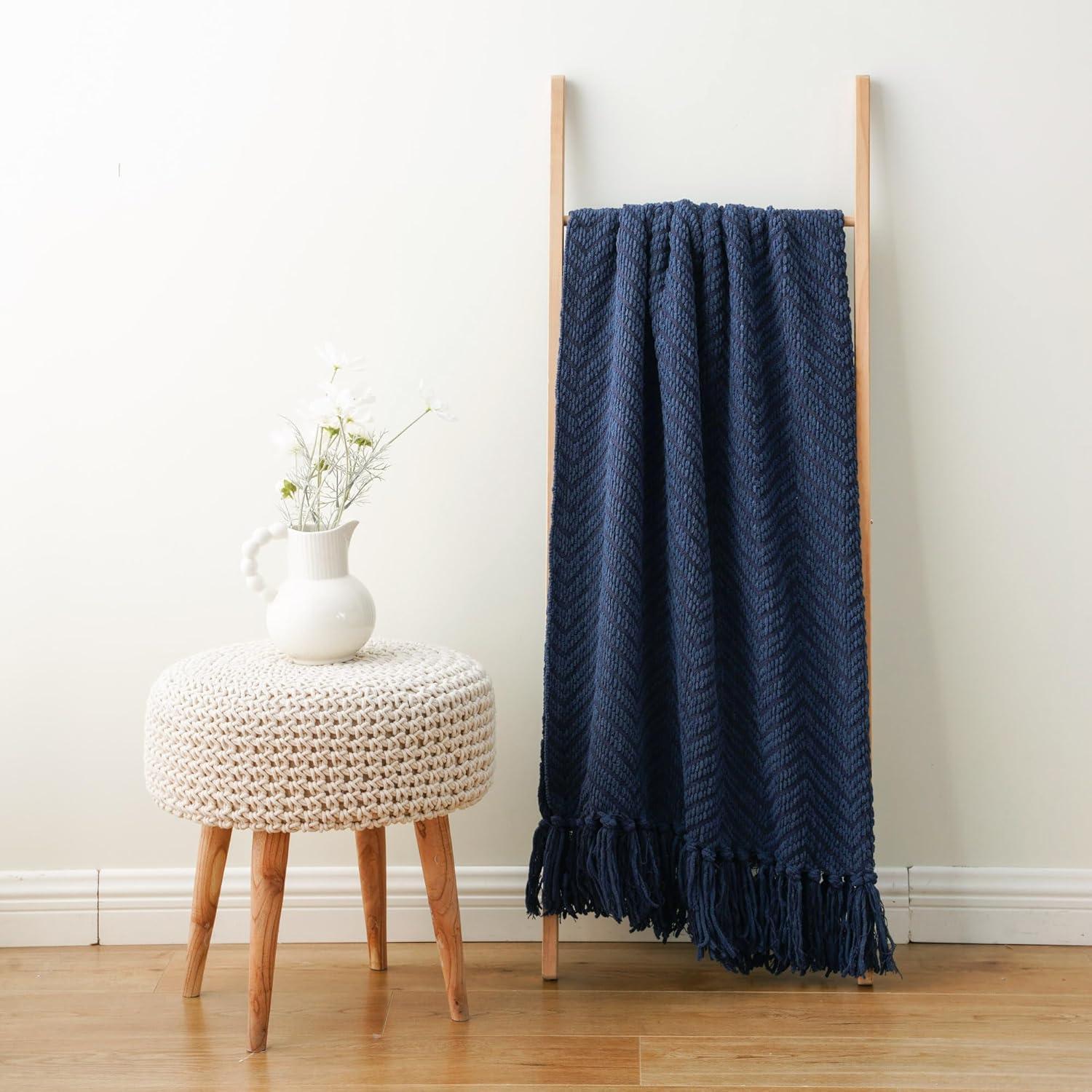 Battilo Home Throw Blanket for Couch, Super Soft Cozy Warm Throws for Twin Bed, Knit Woven Chenille Blanket Versatile for Sofa Bedroom Home Decor