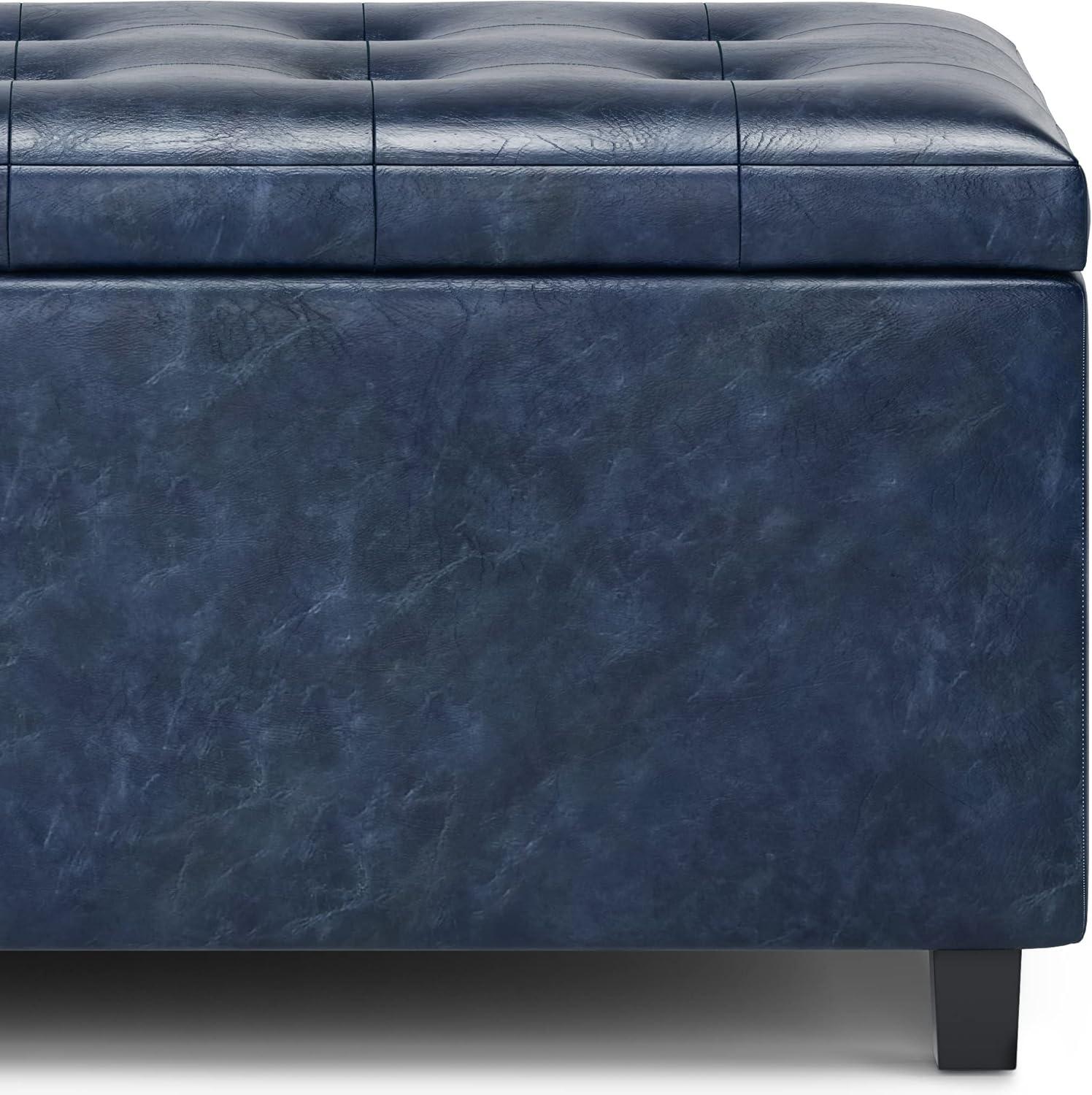 Cosmopolitan Storage Ottoman in Denim Blue Faux Leather