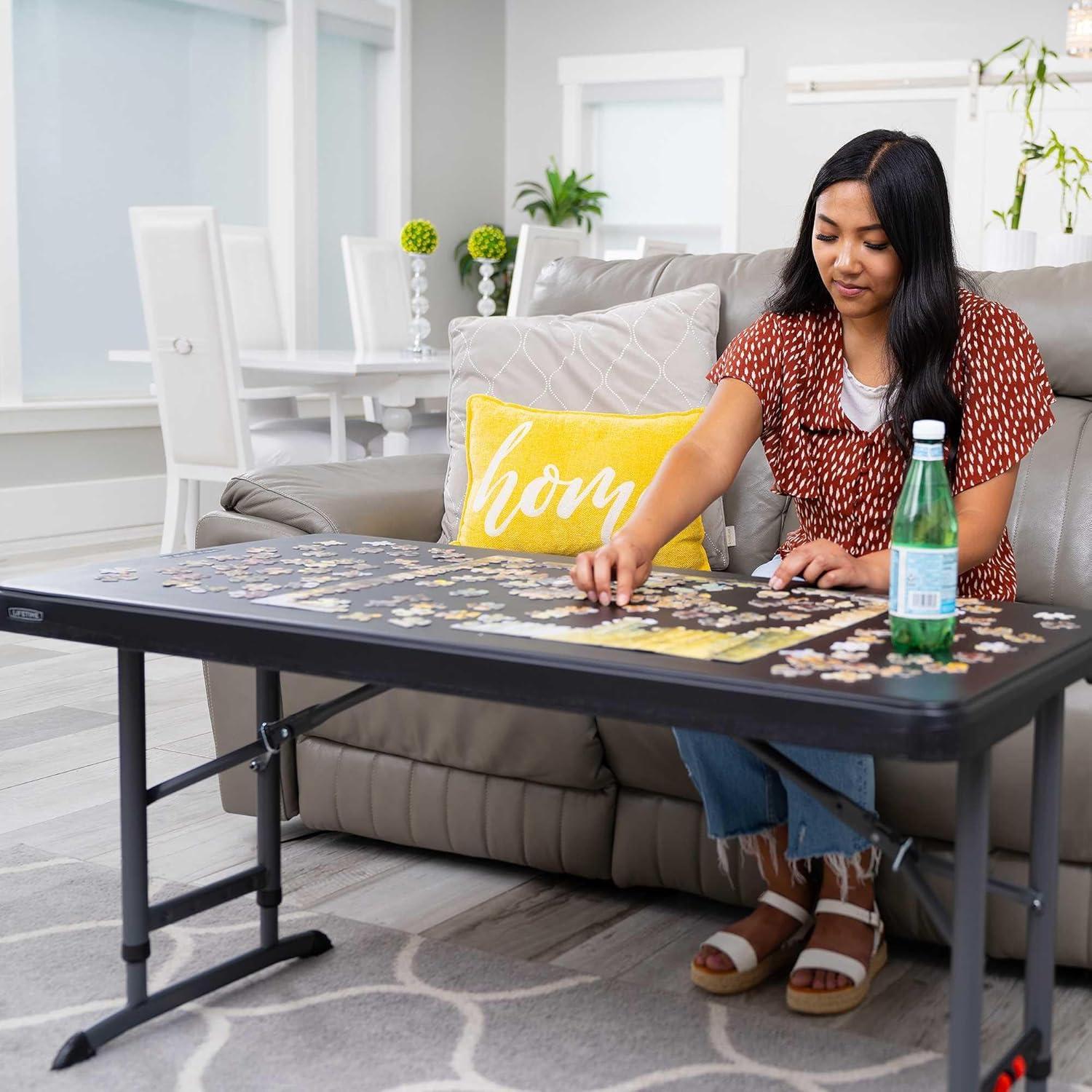 Black 4-Foot Adjustable Height Folding Table