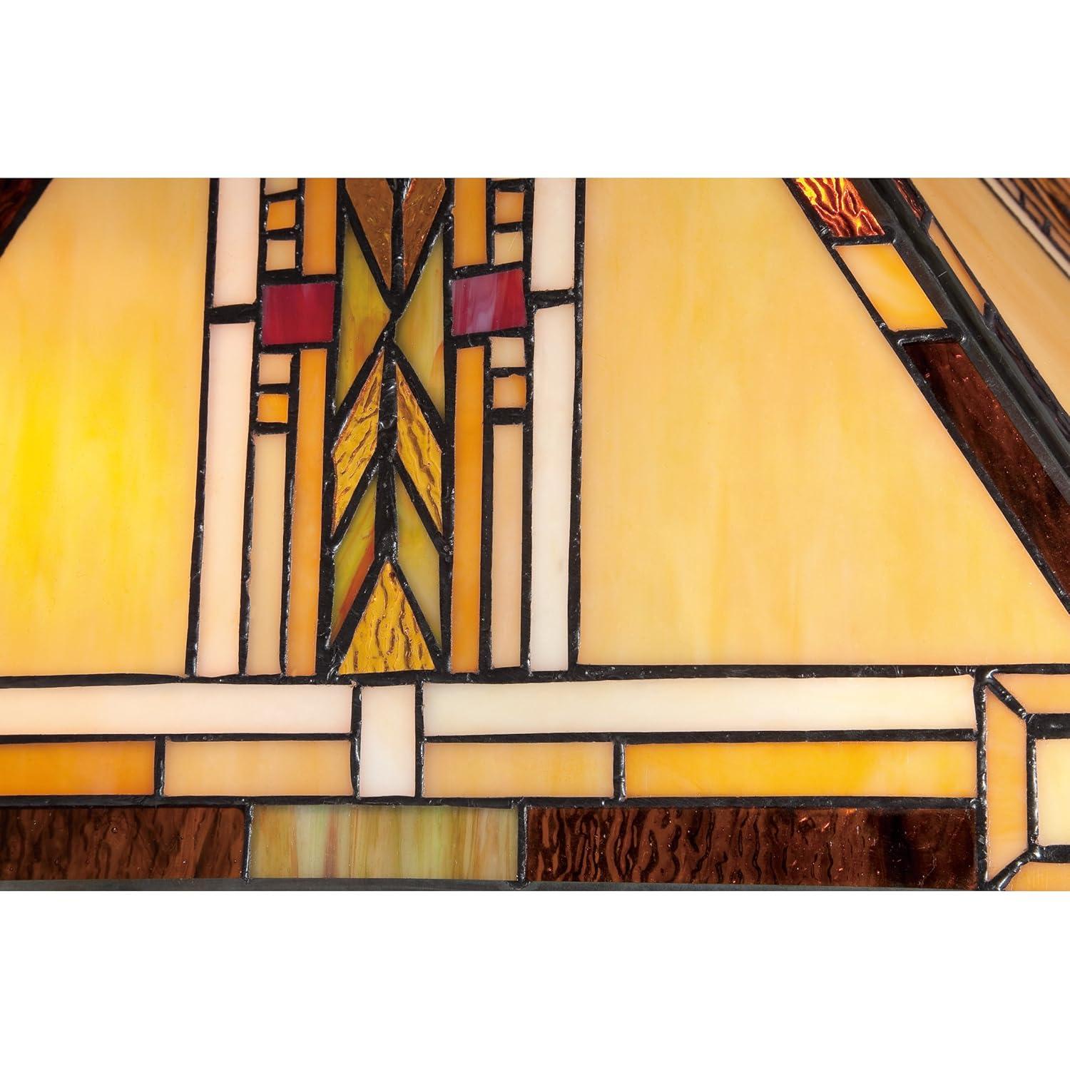 Valiant Bronze 25" Table Lamp with Stained Glass Shade