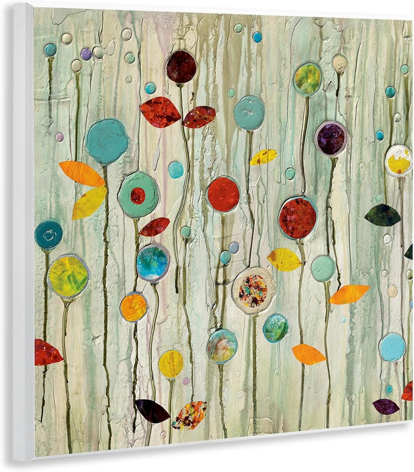 Stupell Industries Abstract Paint Drop Floral Scene Whimsical Collage Paintings Unframed Art Print Wall Art, 12x12, by Classic Collection