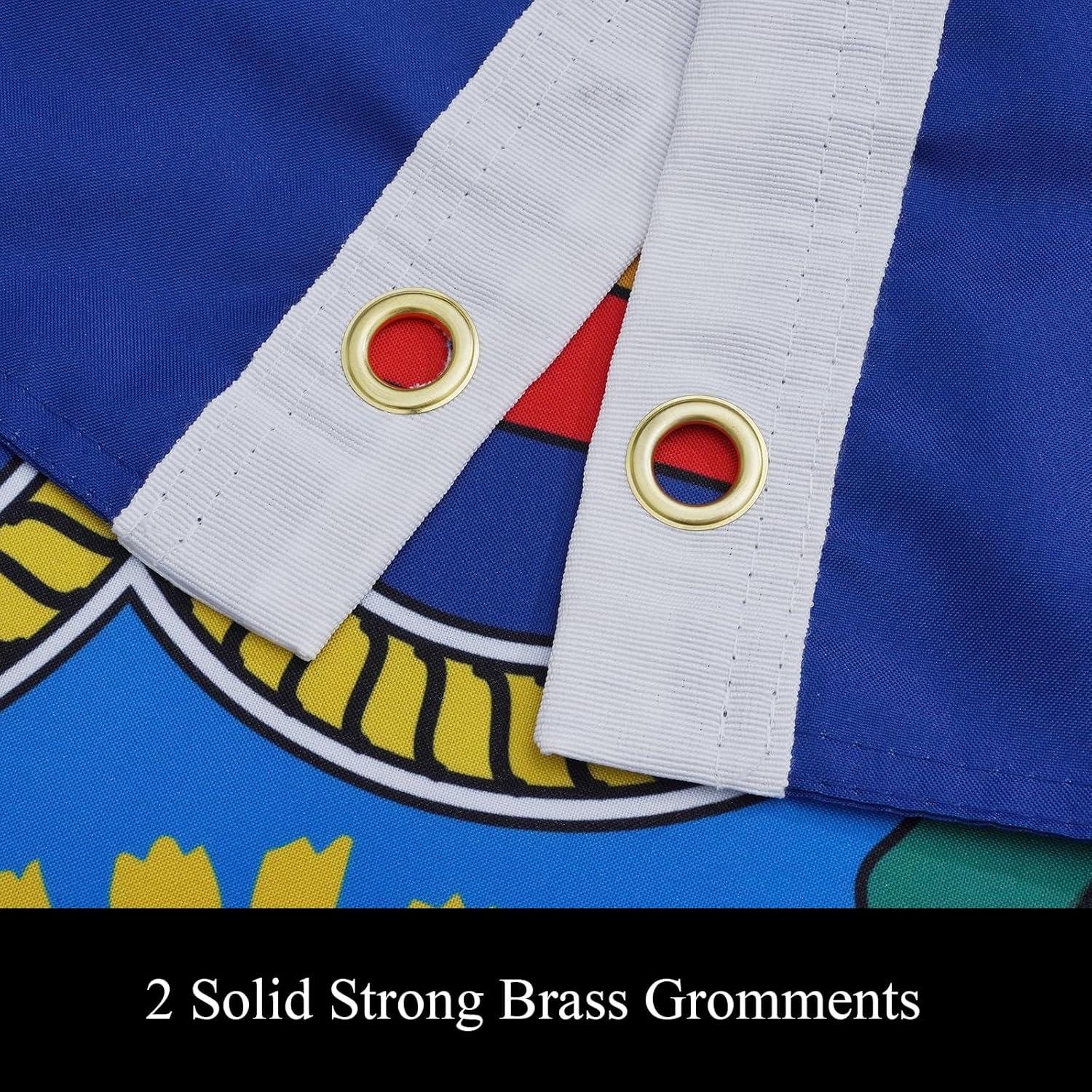 New York State Flag Double Sided 3x5 ft, Heavy Duty 3 Ply Durable Polyester, NY Flag with Vibrant Print/4 Rows Hemming/Brass Grommets