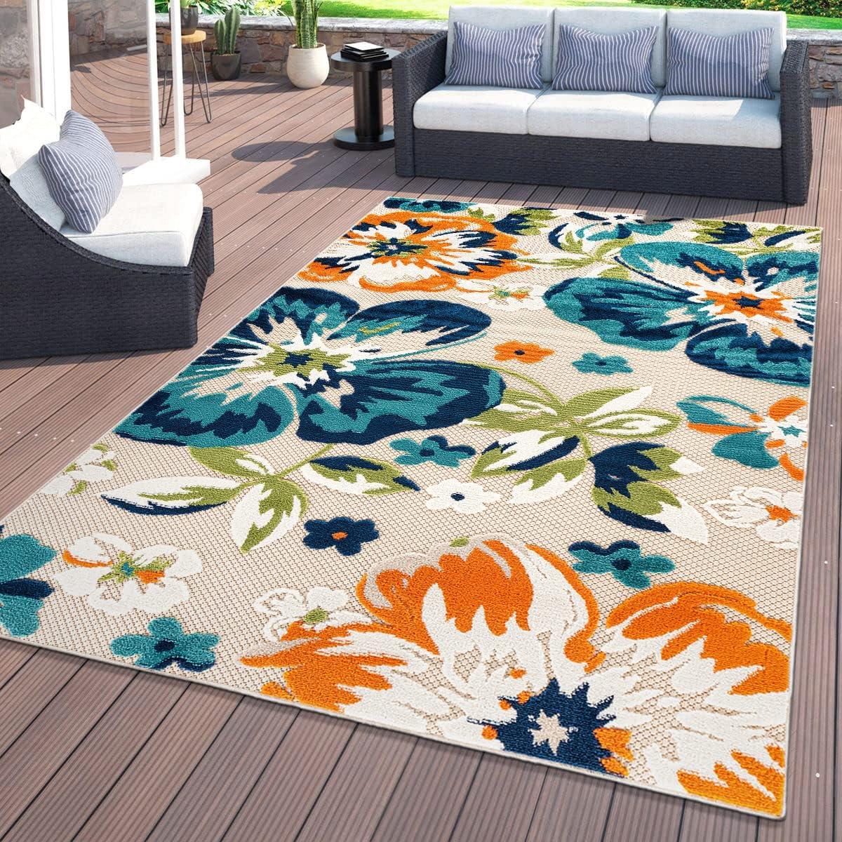 World Rug Gallery Bergamo Contemporary Floral Indoor/Outdoor Area Rug