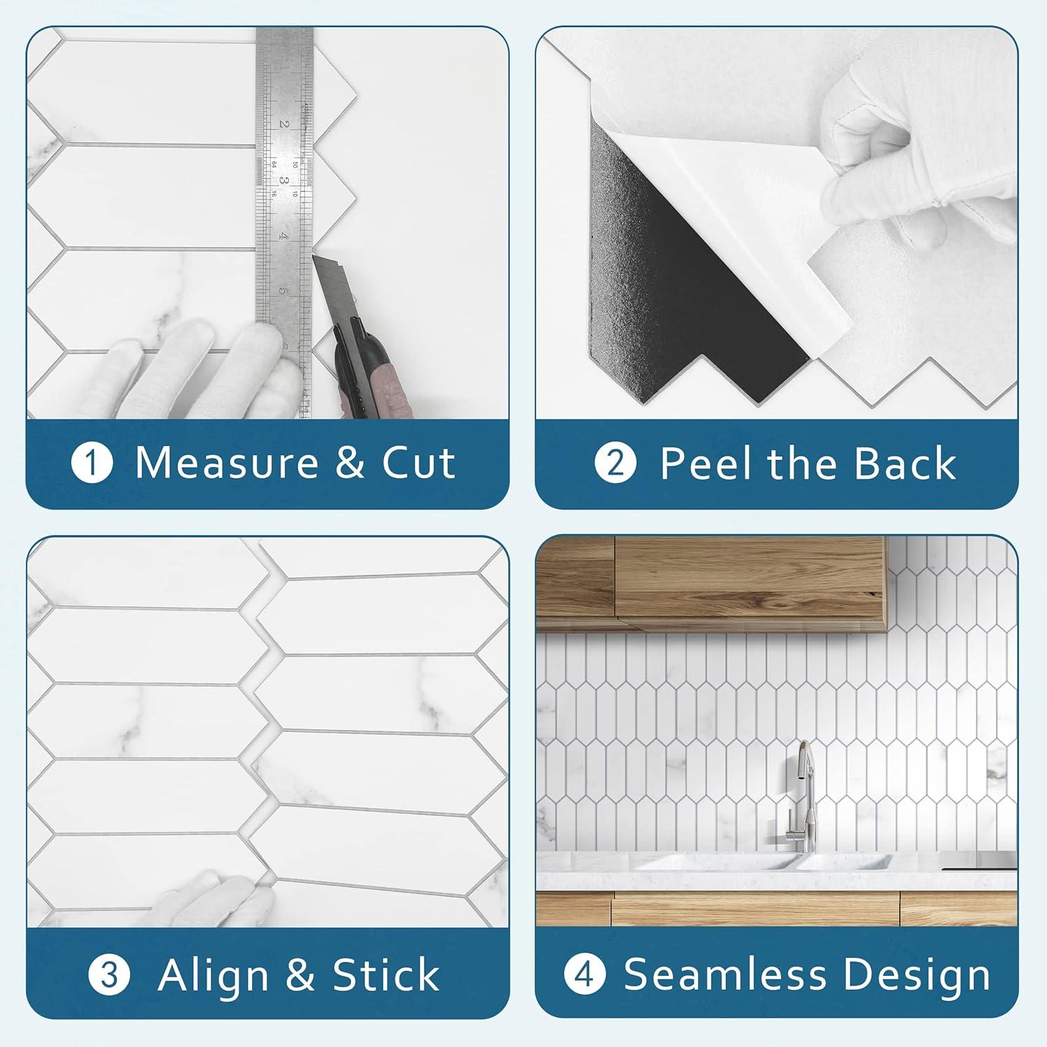 12" x 11.22" Stone Composite Peel & Stick Mosaic Tile