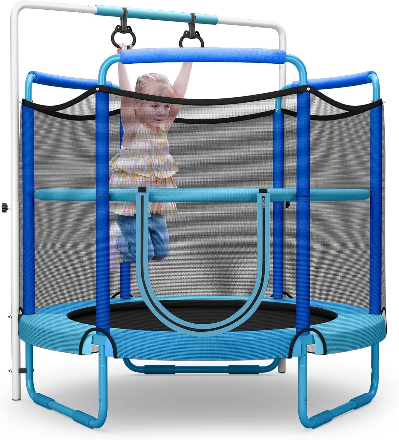Gymax 5FT Kids 3-in-1 Game Seamless Trampoline W/ Enclosure Net Spring Pad In/ Outdoor