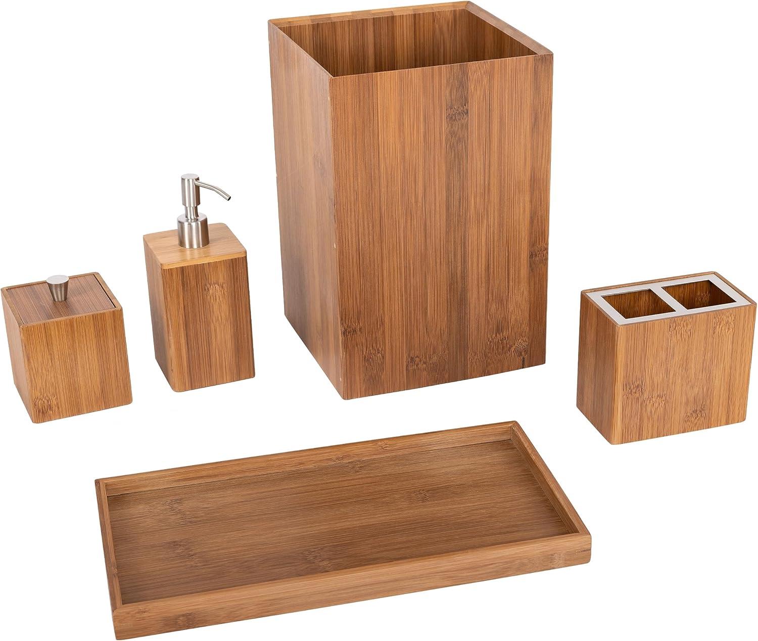 Bamboo 5-Piece Bathroom Accessory Set