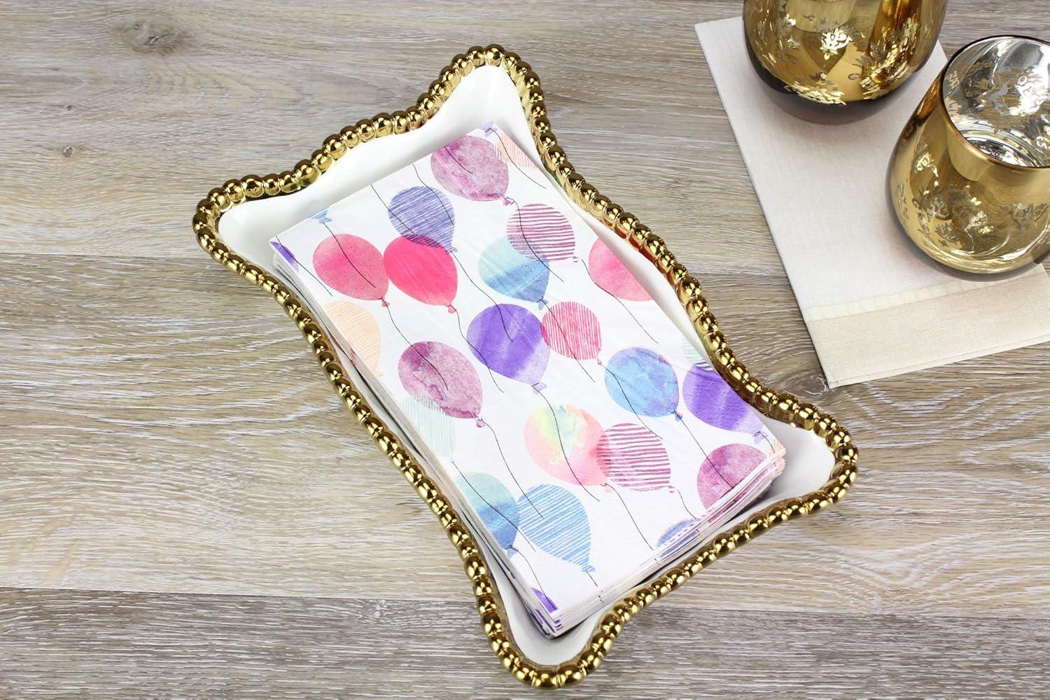 Golden Salerno Porcelain Dinner Napkin/Guest Towel Holder