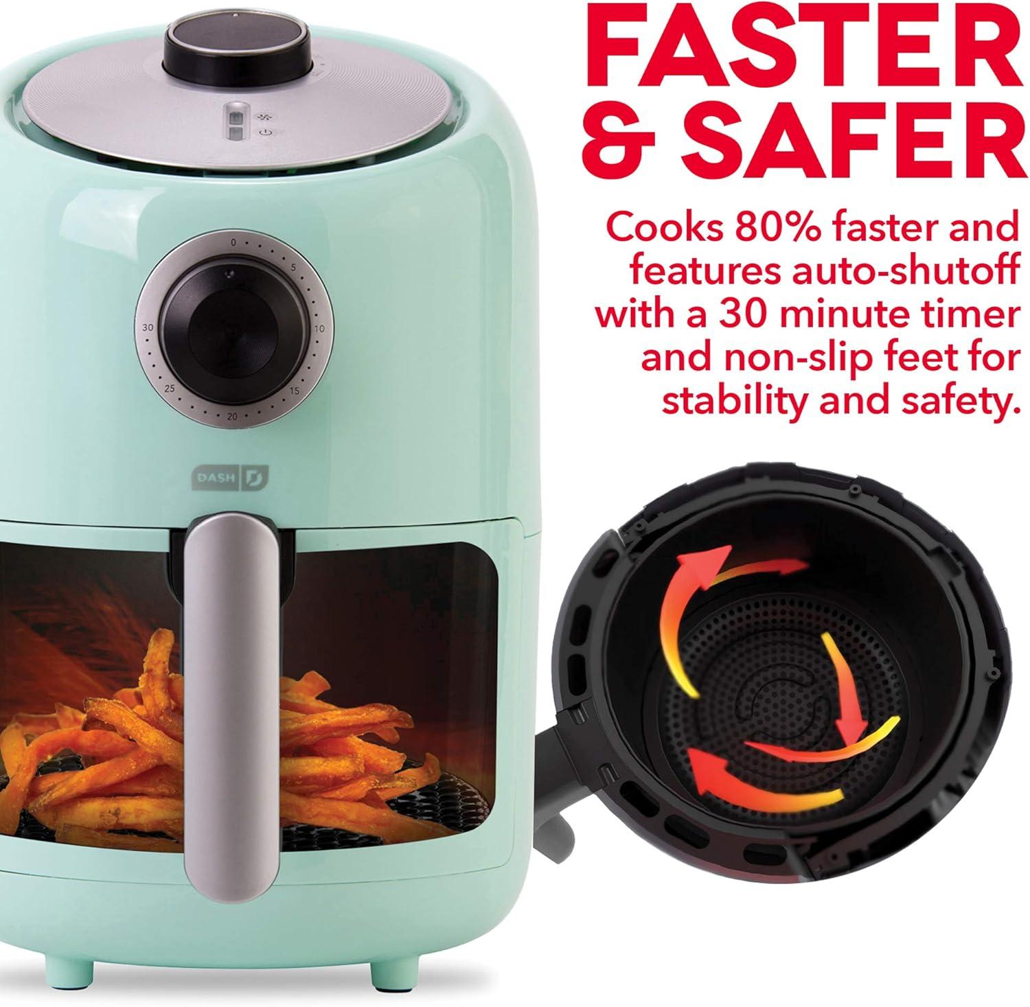 Compact Aqua Electric Hot Air Fryer with Timer Control