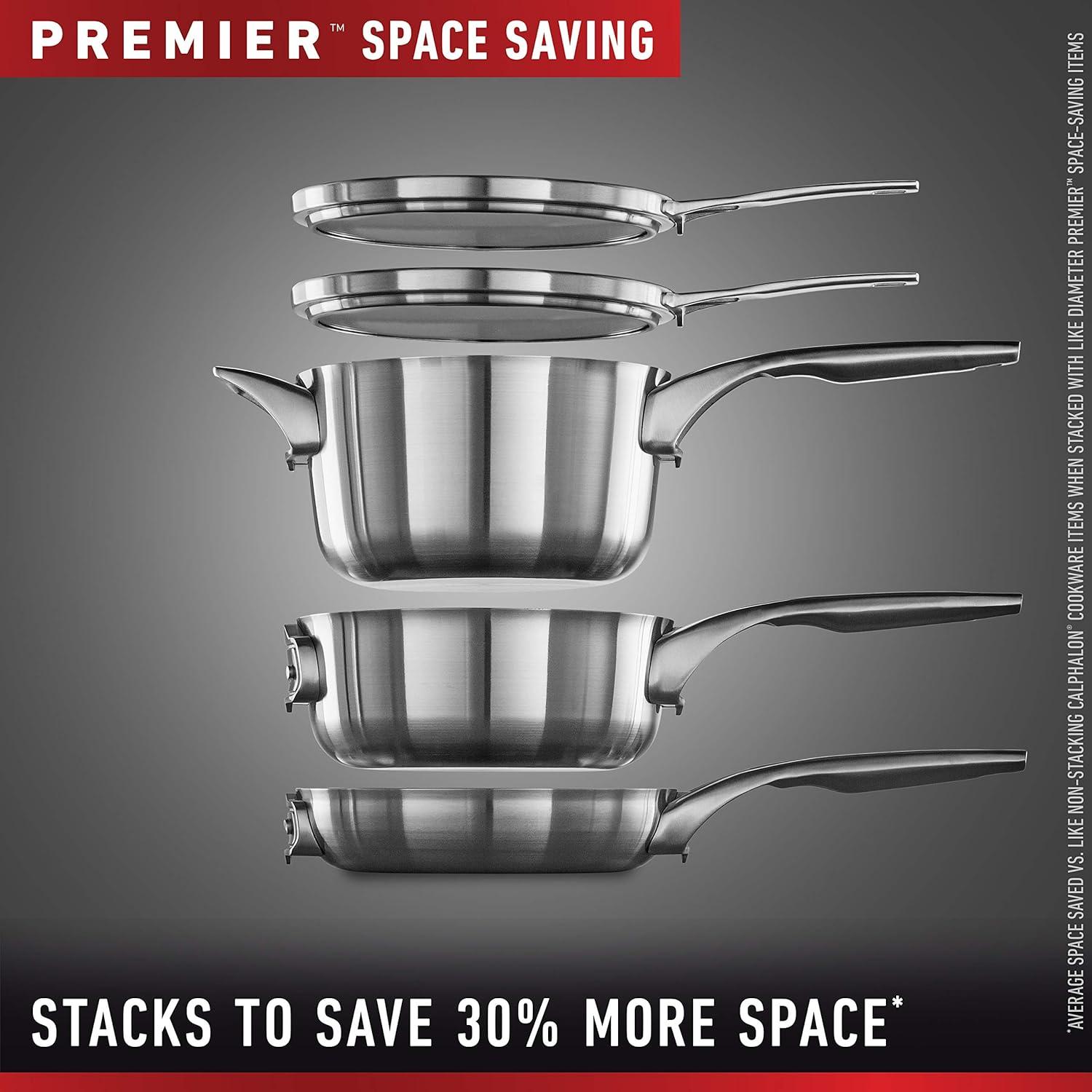 Calphalon ® Premier 10-Piece Space-Saving Stainless Steel Cookware Set