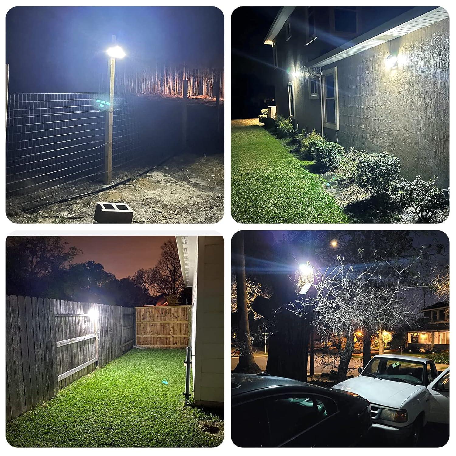 2 Pack 4 Heads Solar Flood Wall Lights,IP65 Waterproof Motion Sensor Outdoor Lights with Remote Control for Outside Yard