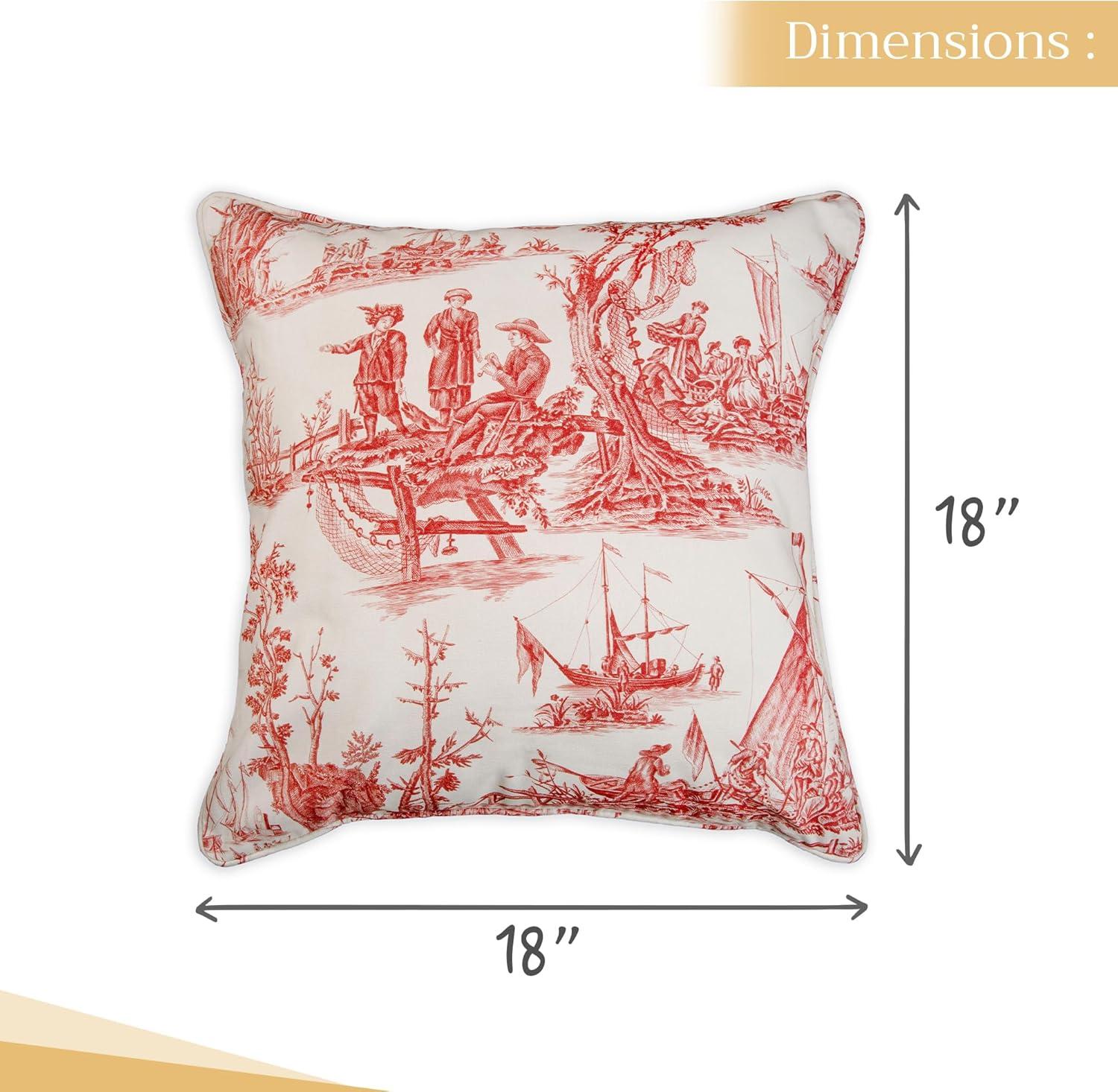 Maison d' Hermine Decorative Pillow Covers 18 x 18 Inch Square 100% Cotton Throw pillow Covers with invisible Zipper Cushion Case for Living Room Couch, Chair, Sofas, Bedroom, Home (Calais - Cardinal)