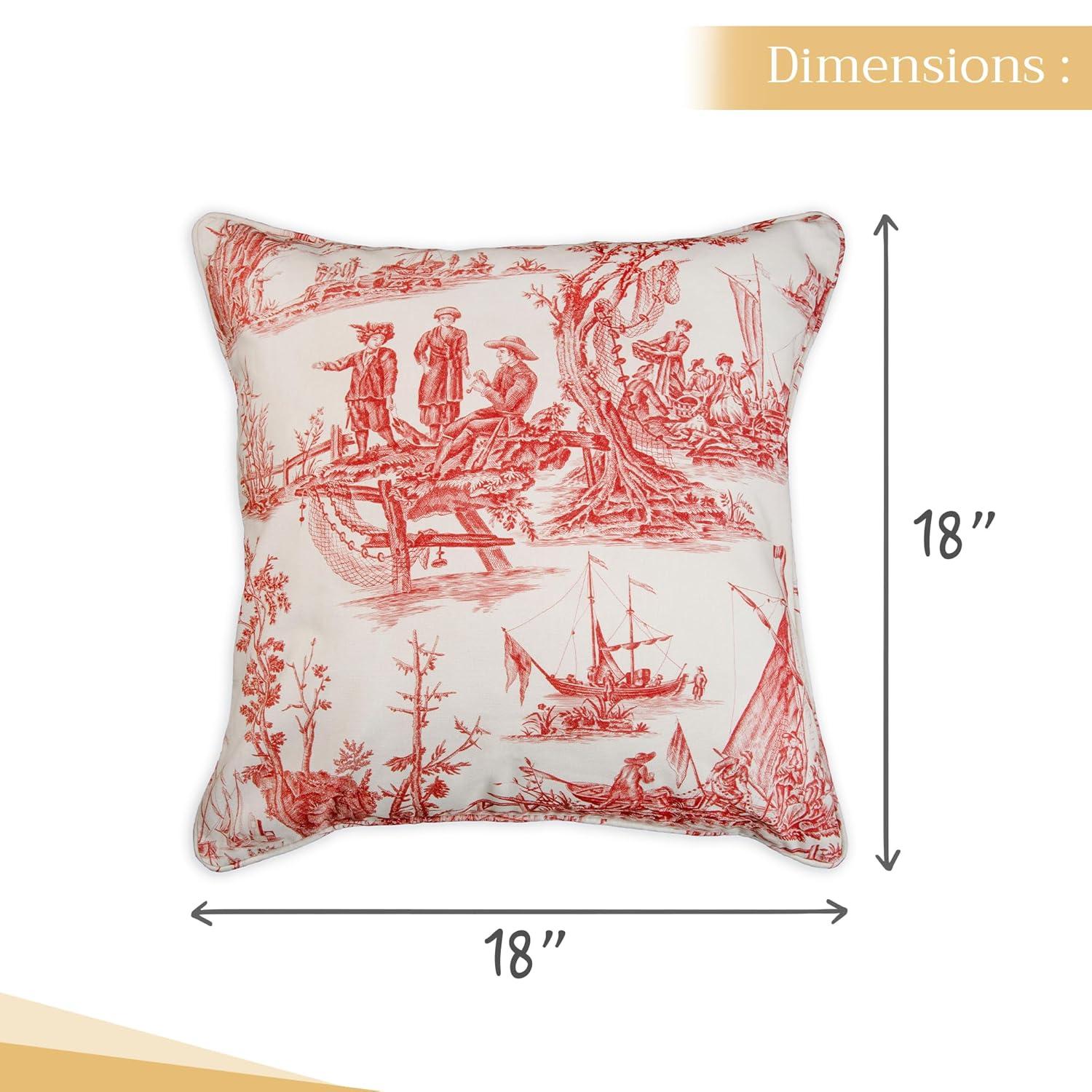 Maison d' Hermine Decorative Pillow Covers 18 x 18 Inch Square 100% Cotton Throw pillow Covers with invisible Zipper Cushion Case for Living Room Couch, Chair, Sofas, Bedroom, Home (Calais - Cardinal)