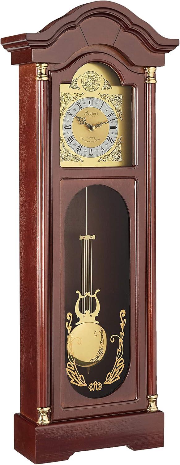 Bedford 33" Antique Cherry Oak Finish Chiming Wall Clock with Roman Numerals