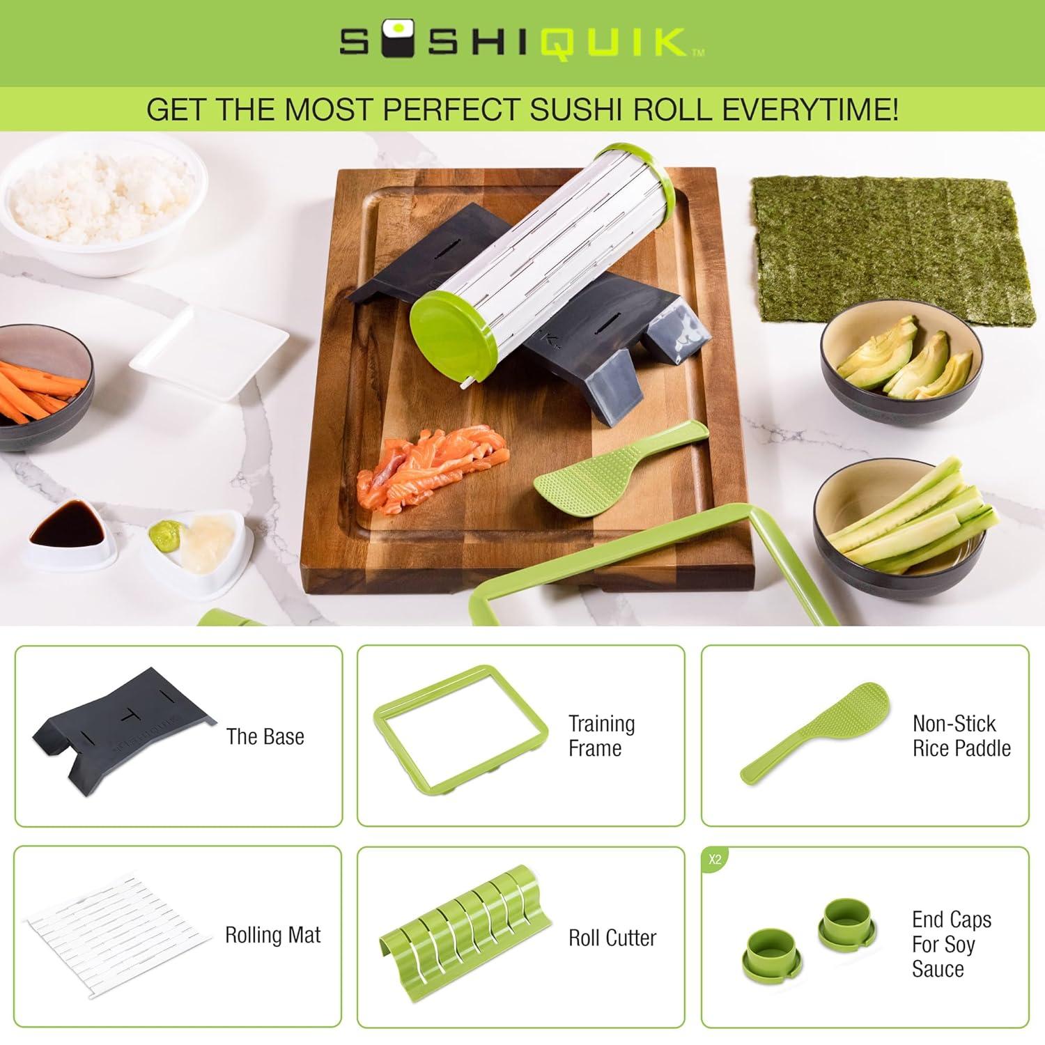 Green Plastic Sushi Making Kit with Rice Frame and Cutter