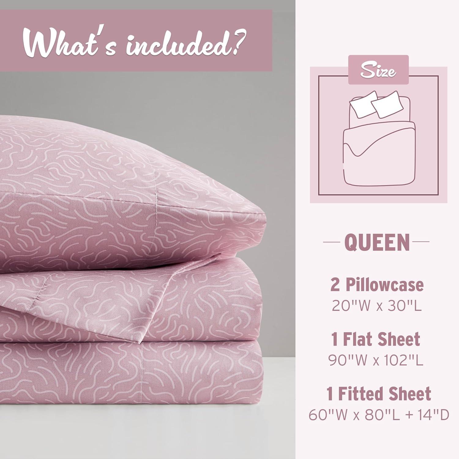 Blush Waves Queen Organic Cotton Microfiber Sheet Set