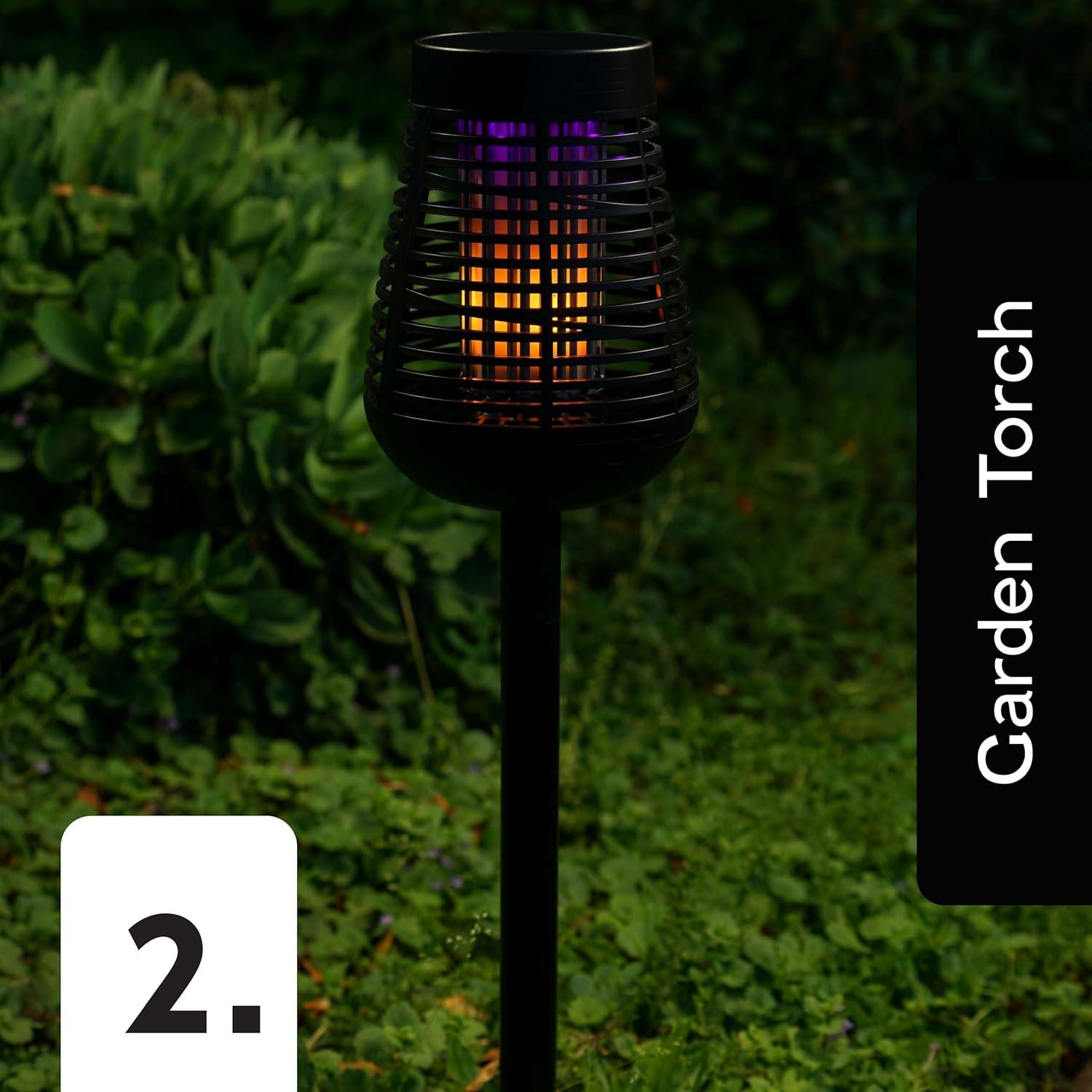 PIC Pic Flickering Flame Solar Bug Zapper Insect Killer Torch