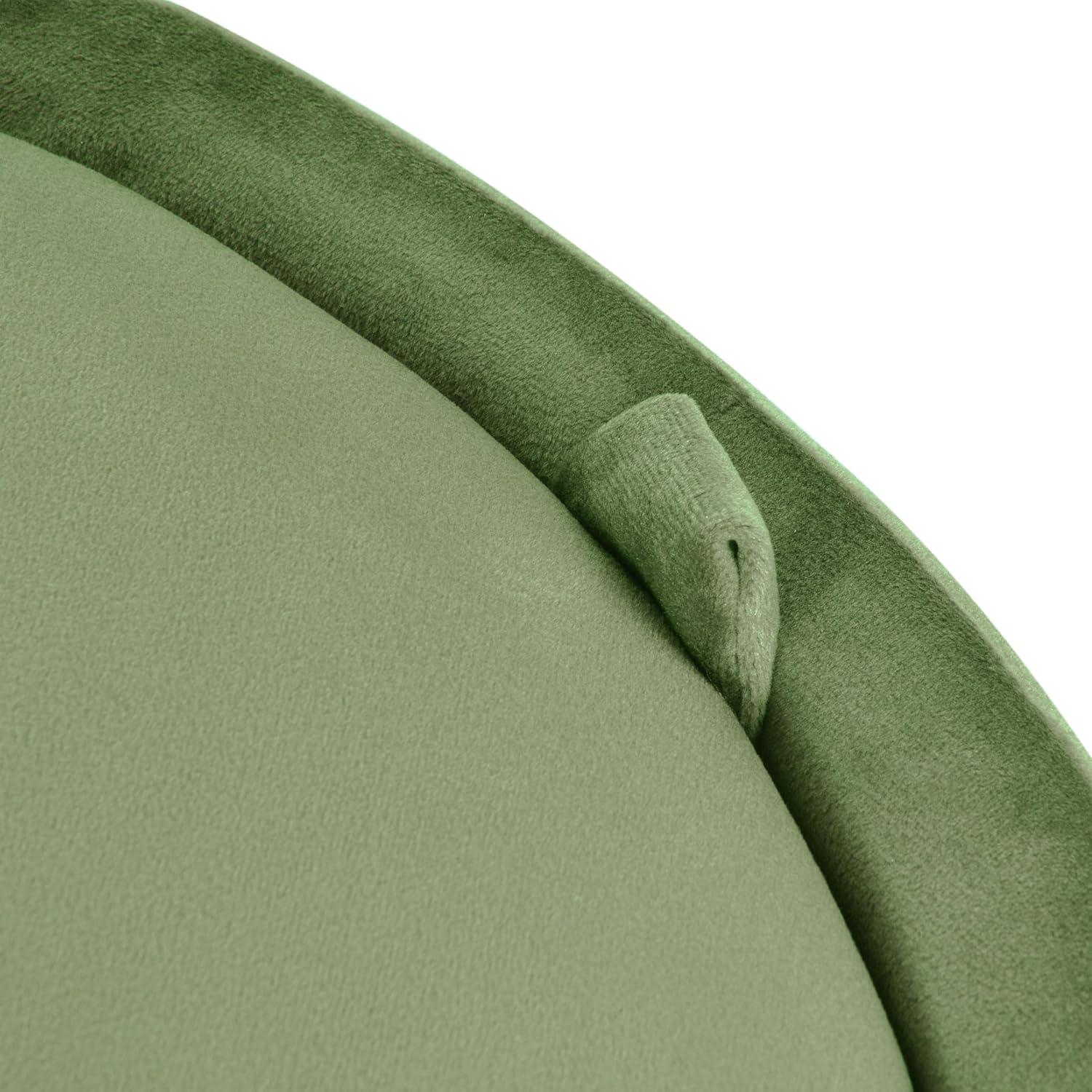 Storage Round Ottoman Green Velvet - HomePop: Upholstered Footstool, No Assembly, Polyester