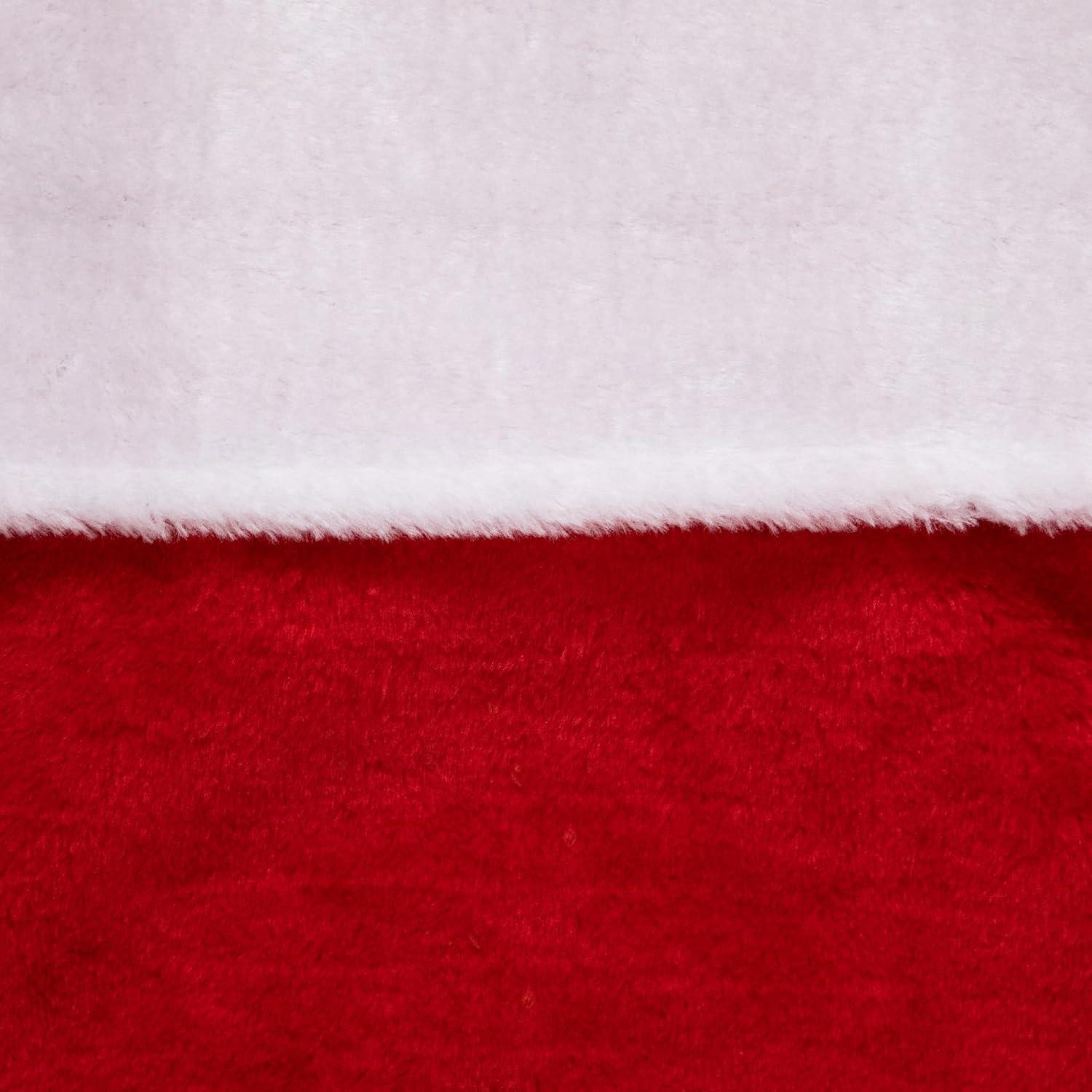 35" Traditional Red with White Cuff Decorative Plush Christmas Stocking
