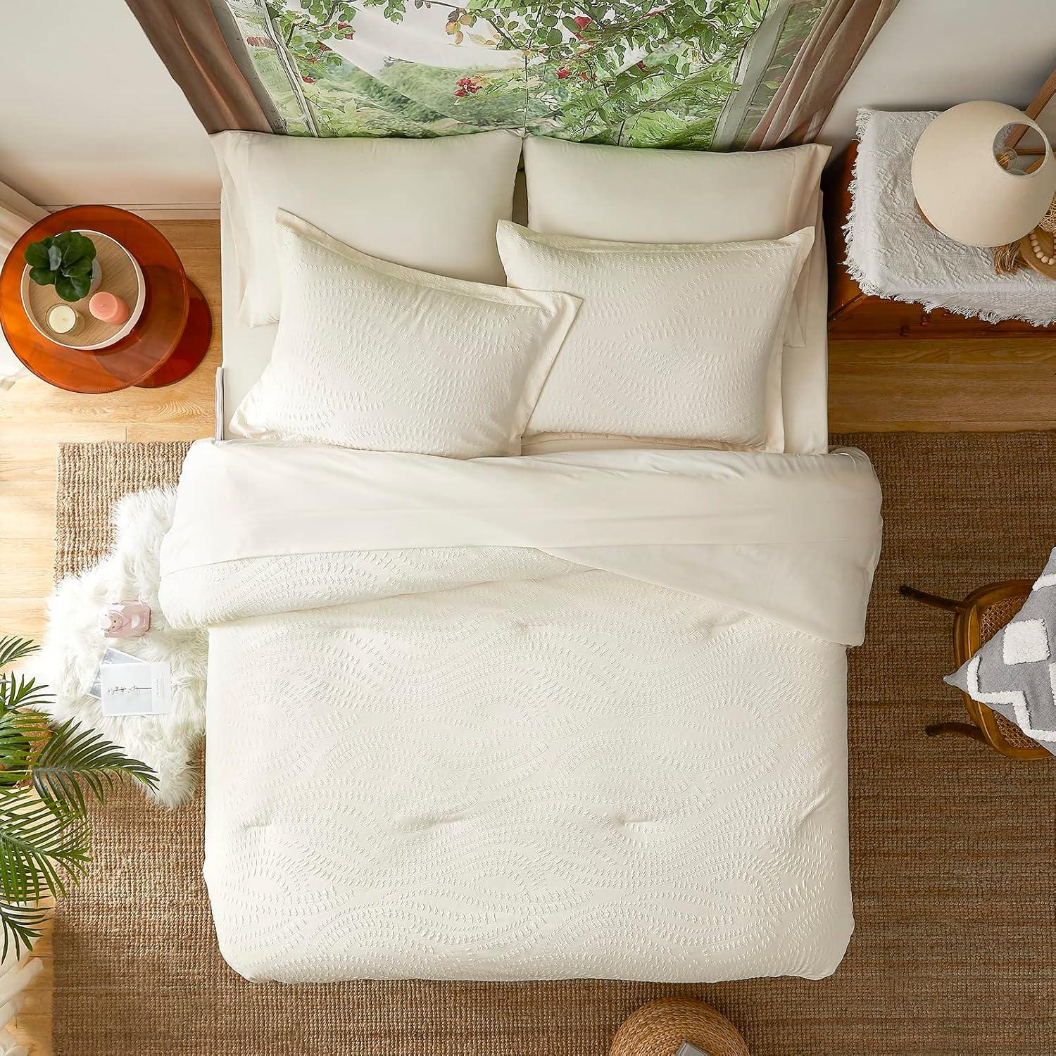 Geniospin Twin Comforter Set - 5 Pieces Burnt Orange Bedding Set, Botanical Textured Comforter Set, All Season Lightweight Bed in a Bag with Comforter, Sheets, Pillowcases & Shams