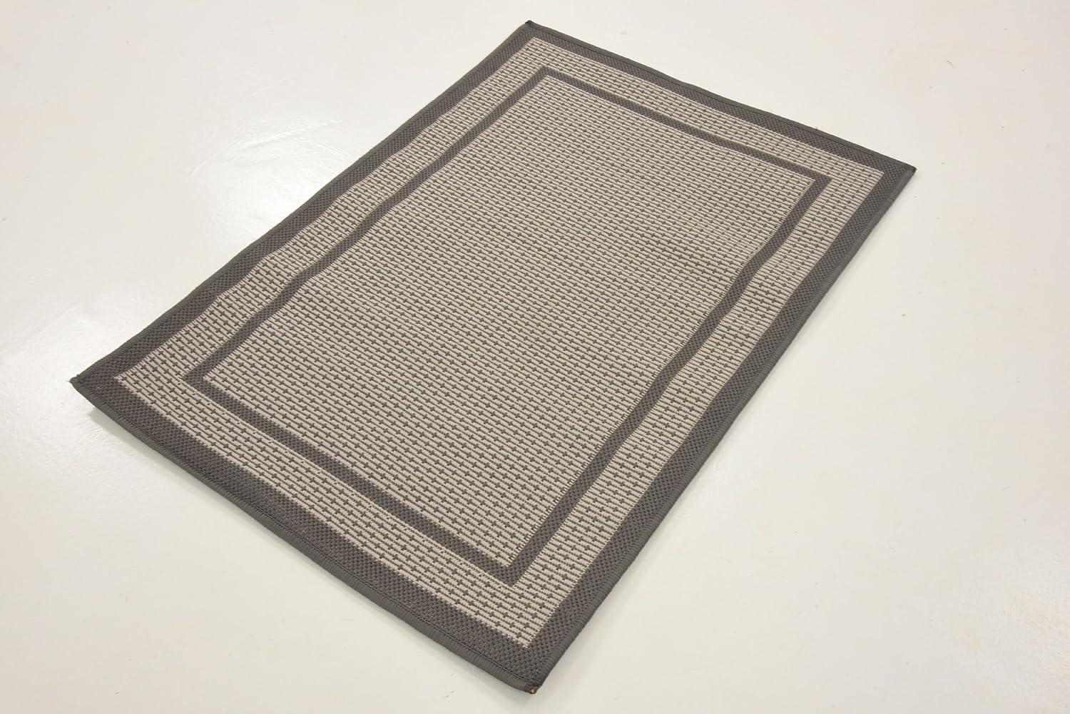 Unique Loom Outdoor Border Collection Area Rug - Border (2' 2" x 3' 1" Rectangle Gray/Silver)