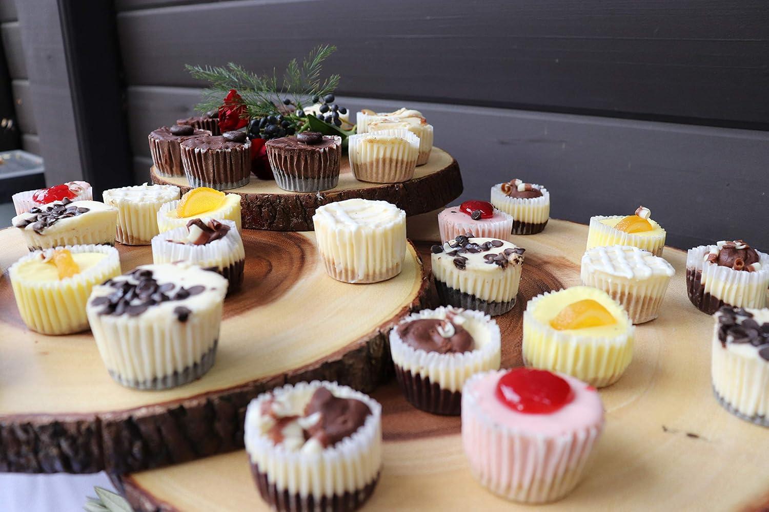 Rustic Acacia Wood Slab Serving Board Set with Live Edge Bark