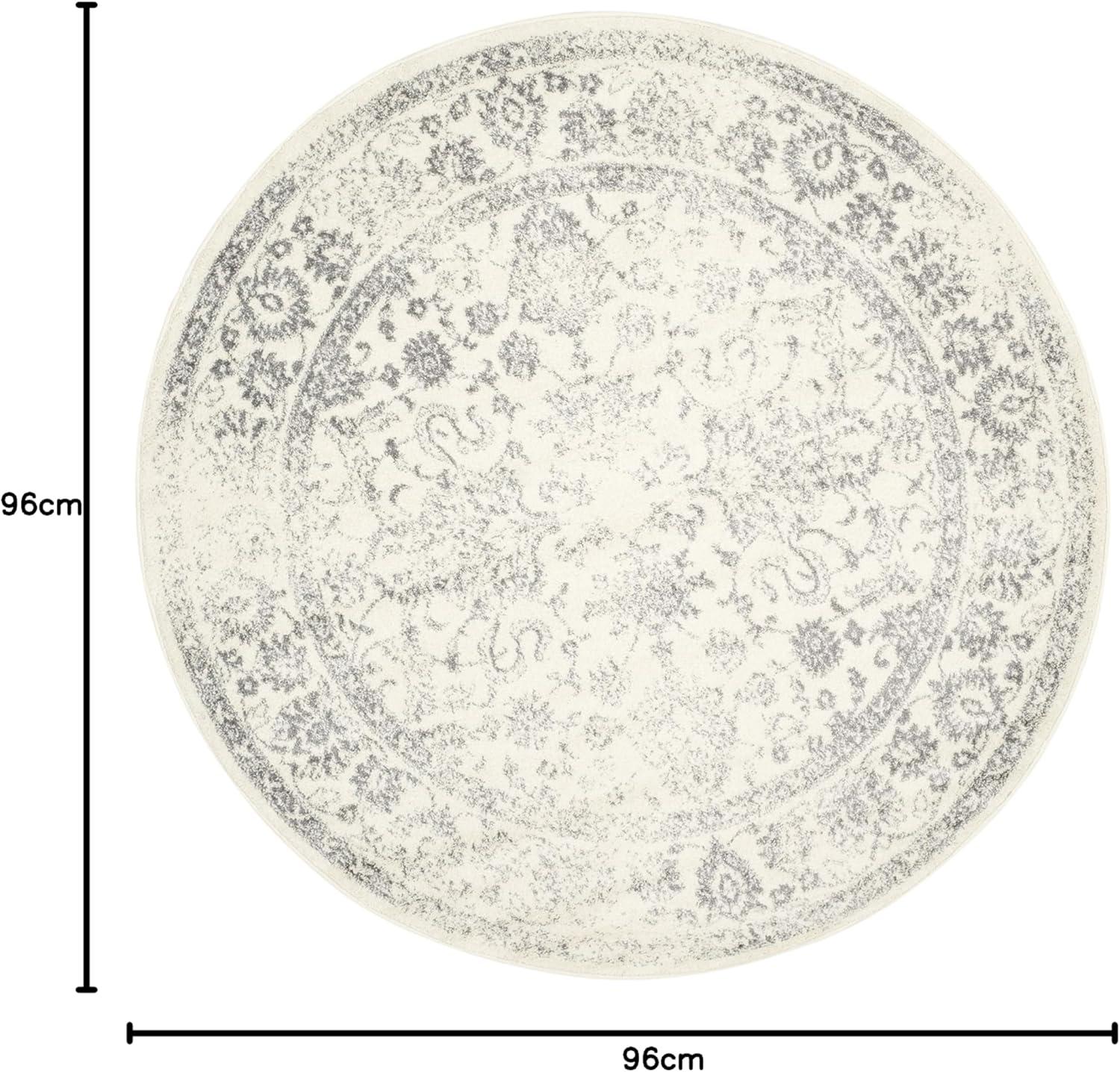 Adirondack ADR109 Machine Made Indoor Area Rug - Ivory/Silver - 8' Round - Safavieh