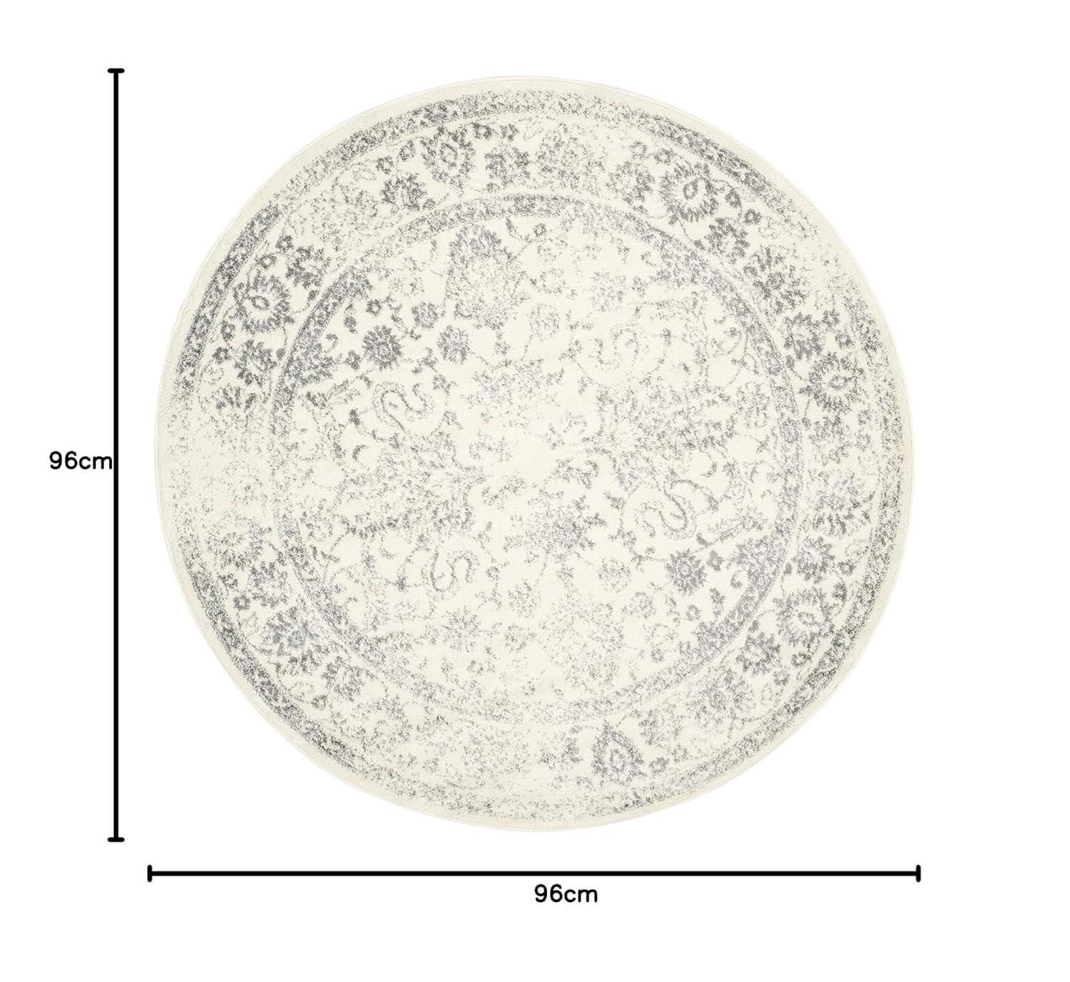 Adirondack ADR109 Machine Made Indoor Area Rug - Ivory/Silver - 8' Round - Safavieh