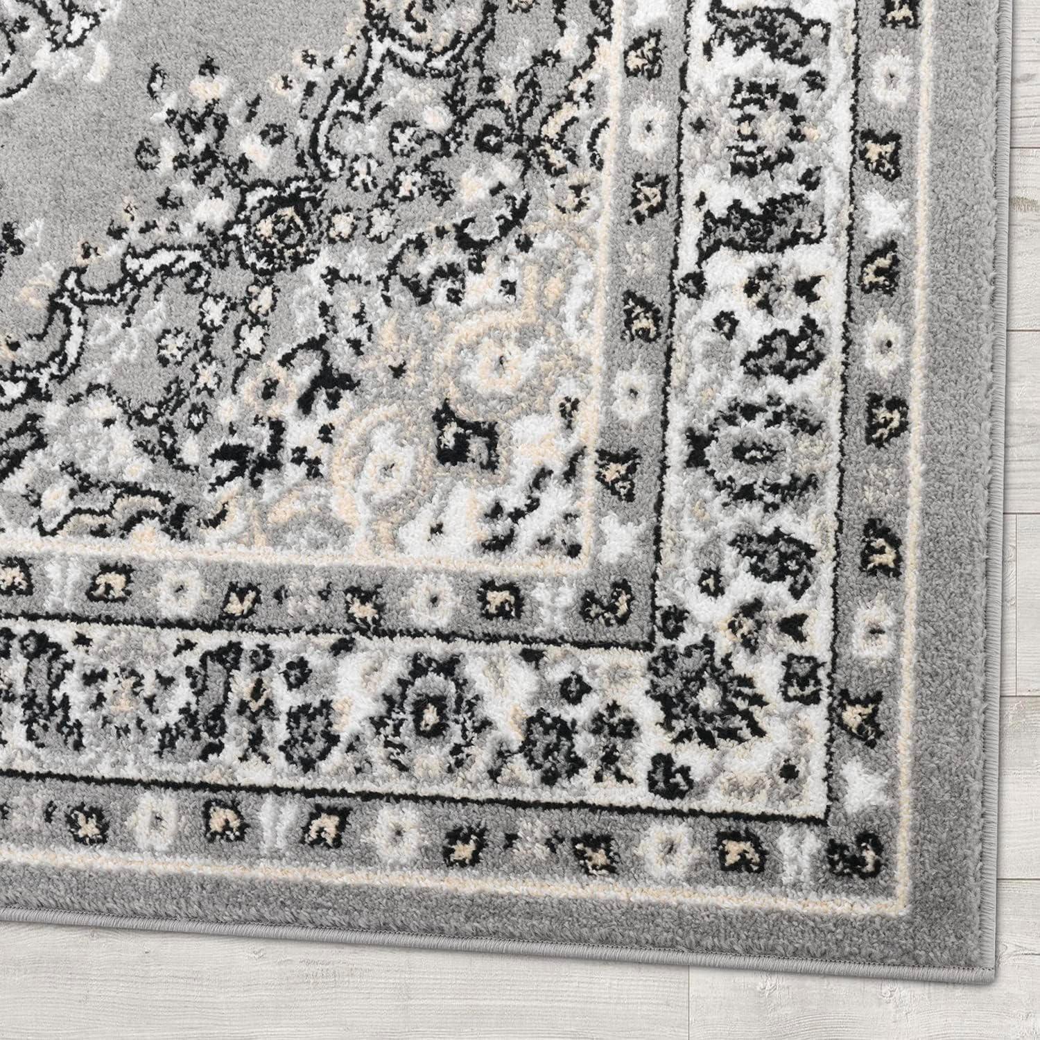 World Rug Gallery Vintage Oriental Distressed Medallion Grey 5' x 7' Indoor Area Rug