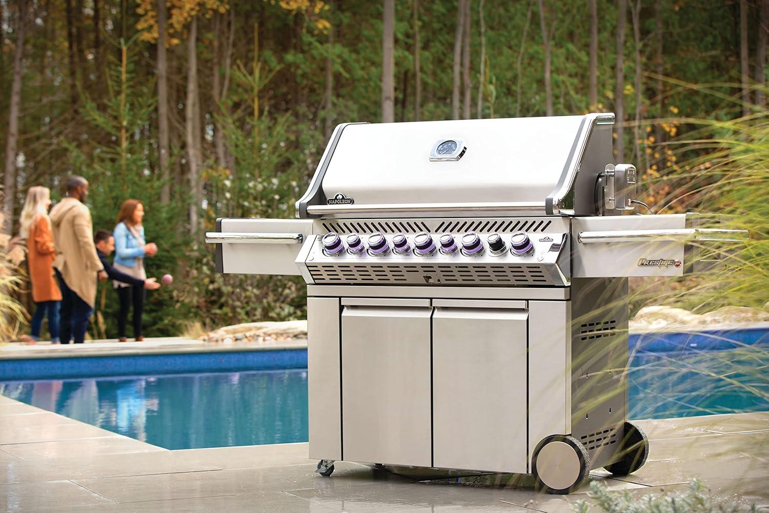 Napoleon Prestige Pro 665 Propane Gas Grill With Infrared Rear Burner And Infrared Side Burner