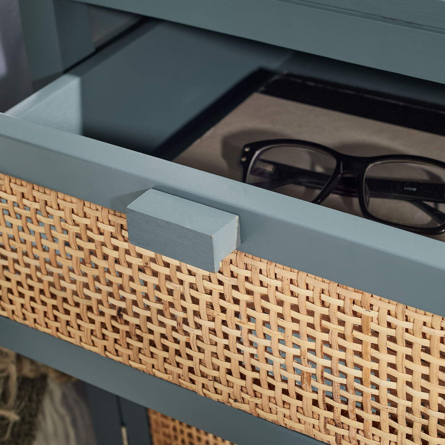 Dave 1 Drawer 1 Door Nightstand - Blue Grey/Natural - Safavieh.