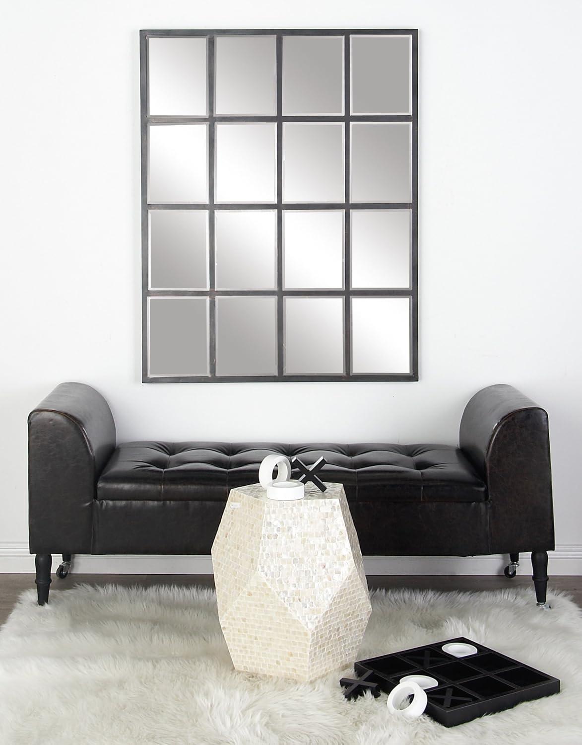 Glass Window Pane Inspired Wall Mirror Black - Olivia & May: Industrial Style, 45x35.38", Iron Frame