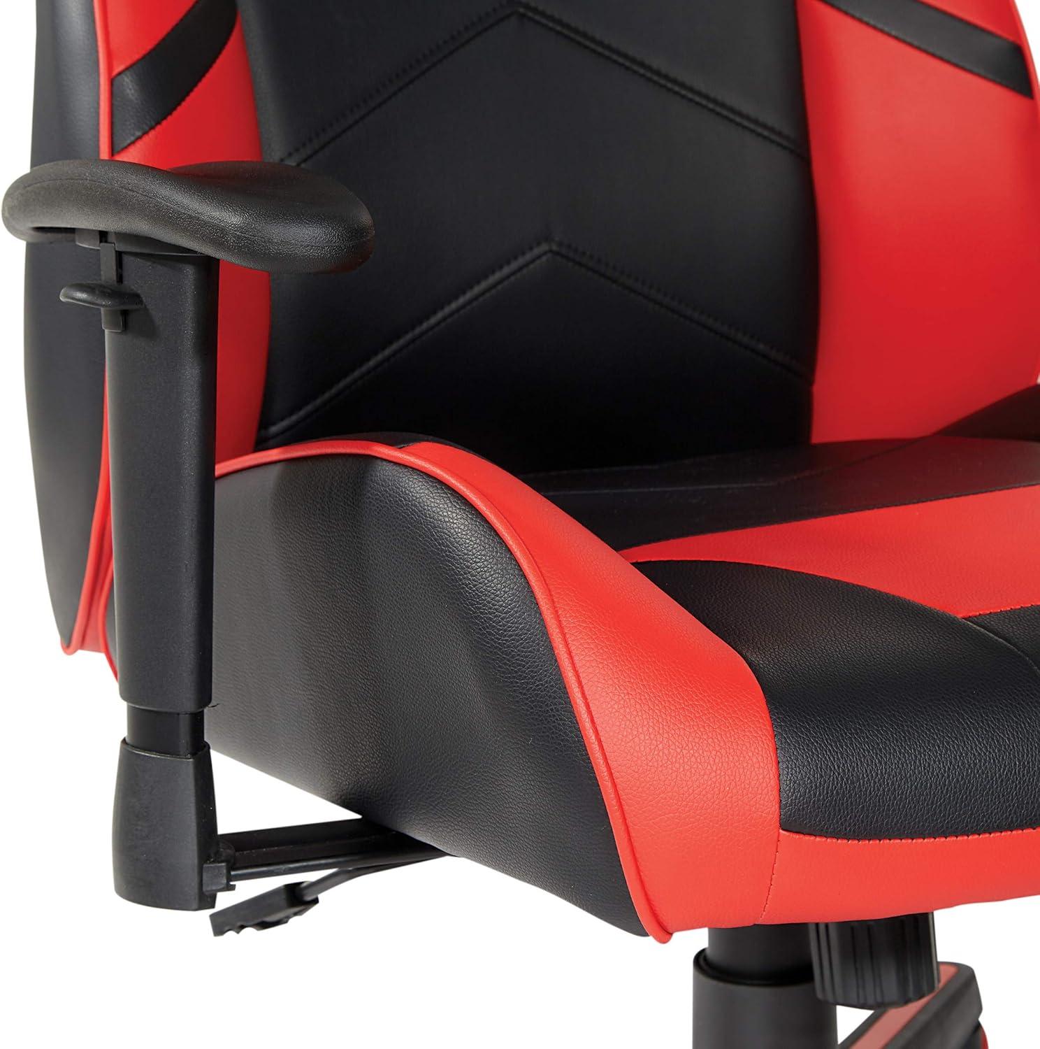 Vapor Gaming Chair in Black Faux Leather with Red Accents