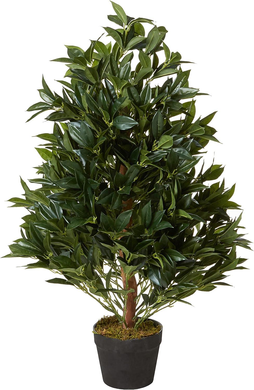 Verdant Elegance 38" UV-Resistant Potted Artificial Bay Leaf Topiary