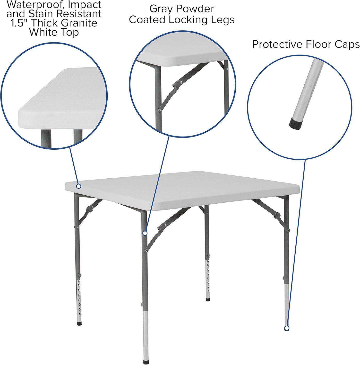 Adjustable Square White Plastic Folding Dining Table