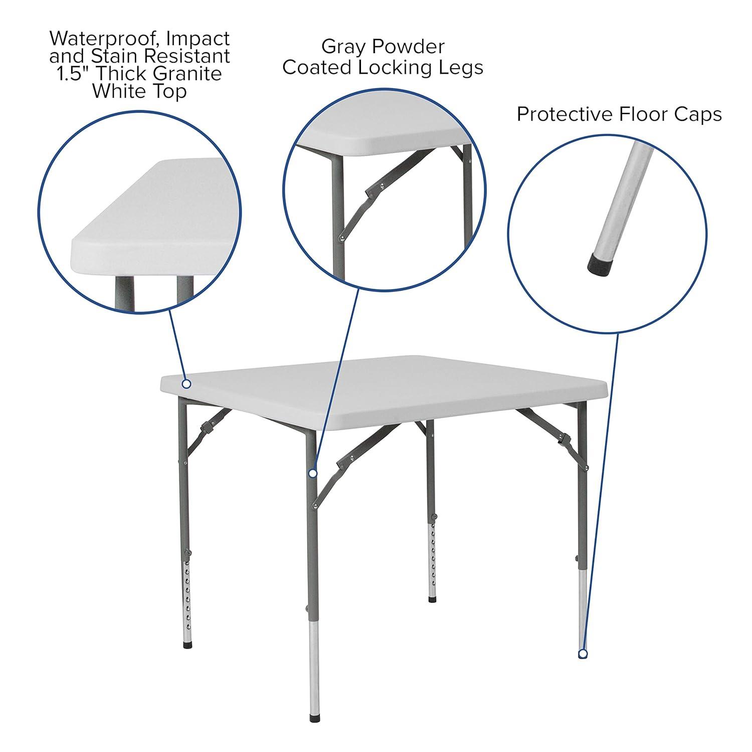 Flash Furniture Parker 2.79-Foot Square Height Adjustable Plastic Folding Table