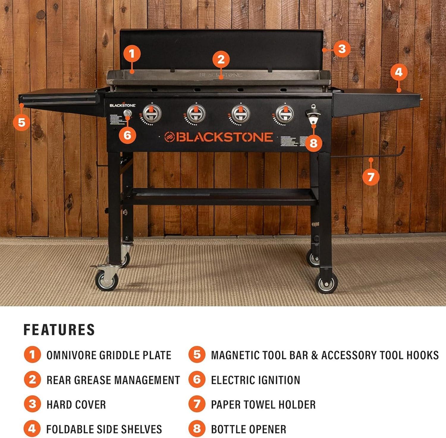Blackstone Original 4-Burner 36" Propane Omnivore Griddle with Hard Cover