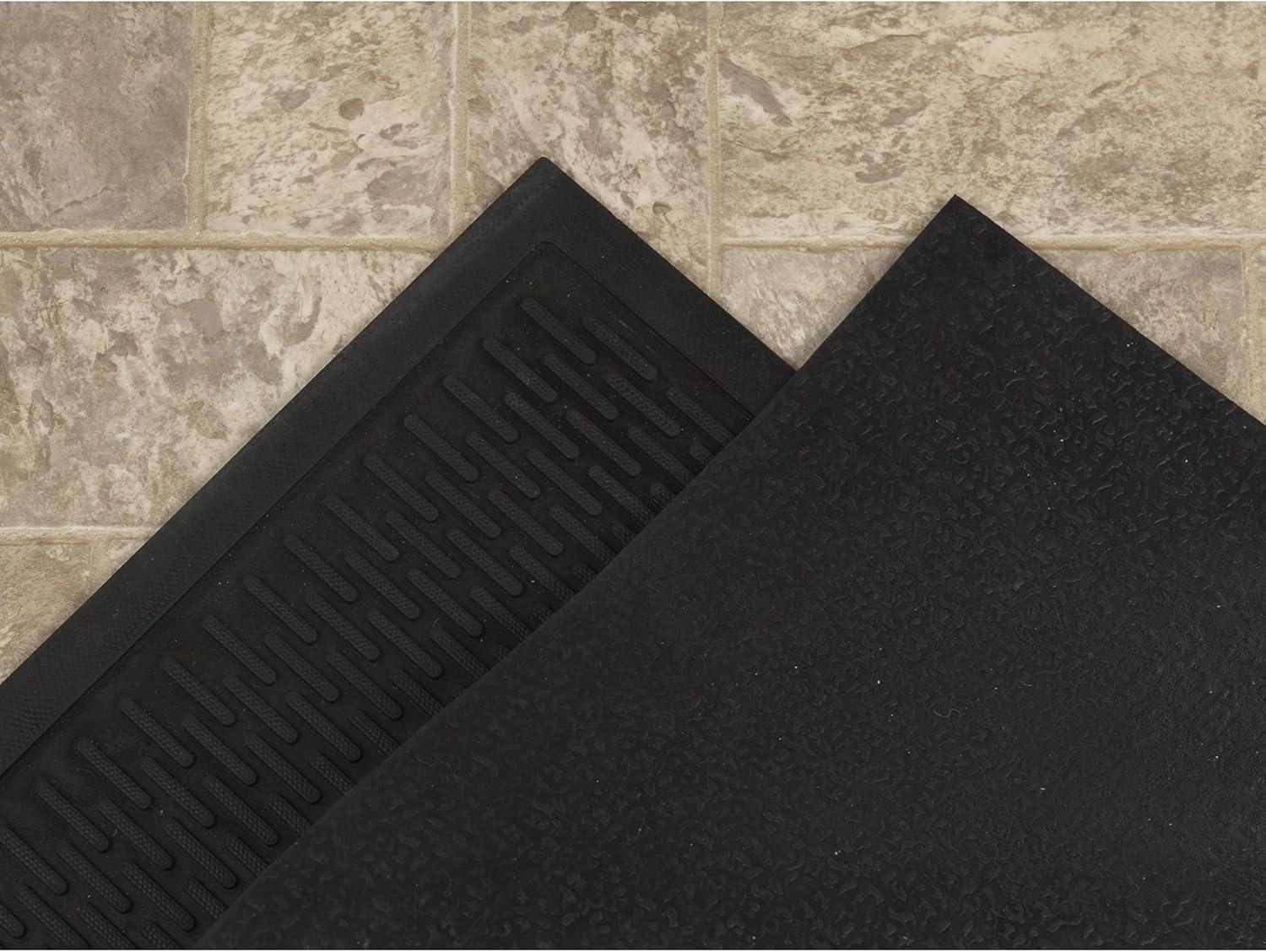 Modern Ribbed Black Rubber 24" x 36" Indoor/Outdoor Doormat