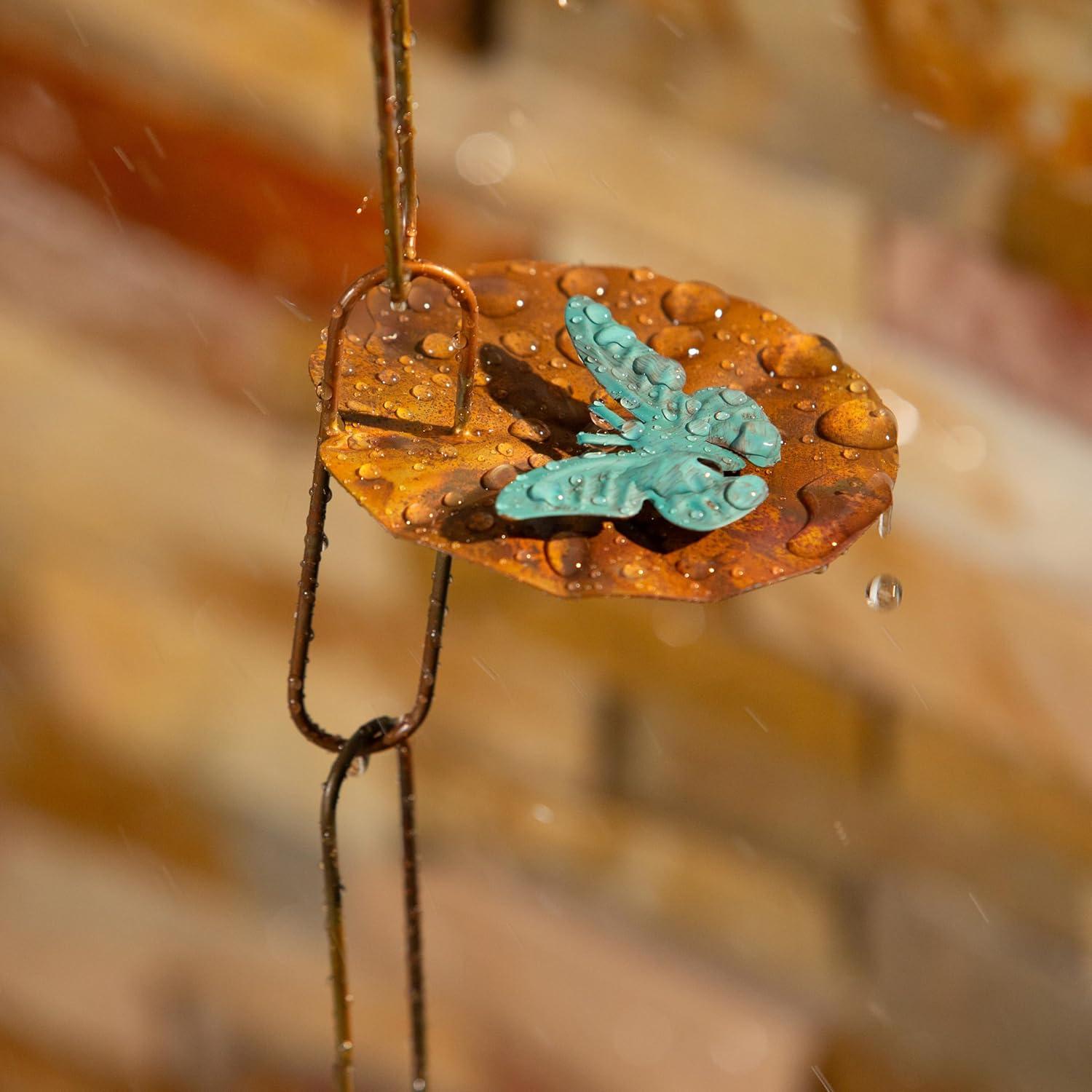 Evergreen Garden Lily Pad Metal Rain Chains for Gutters | 8 Ft. Rain Catcher Chain Replacement Downspout | Decorative Rain Chains for Outside Garden Balcony Porch