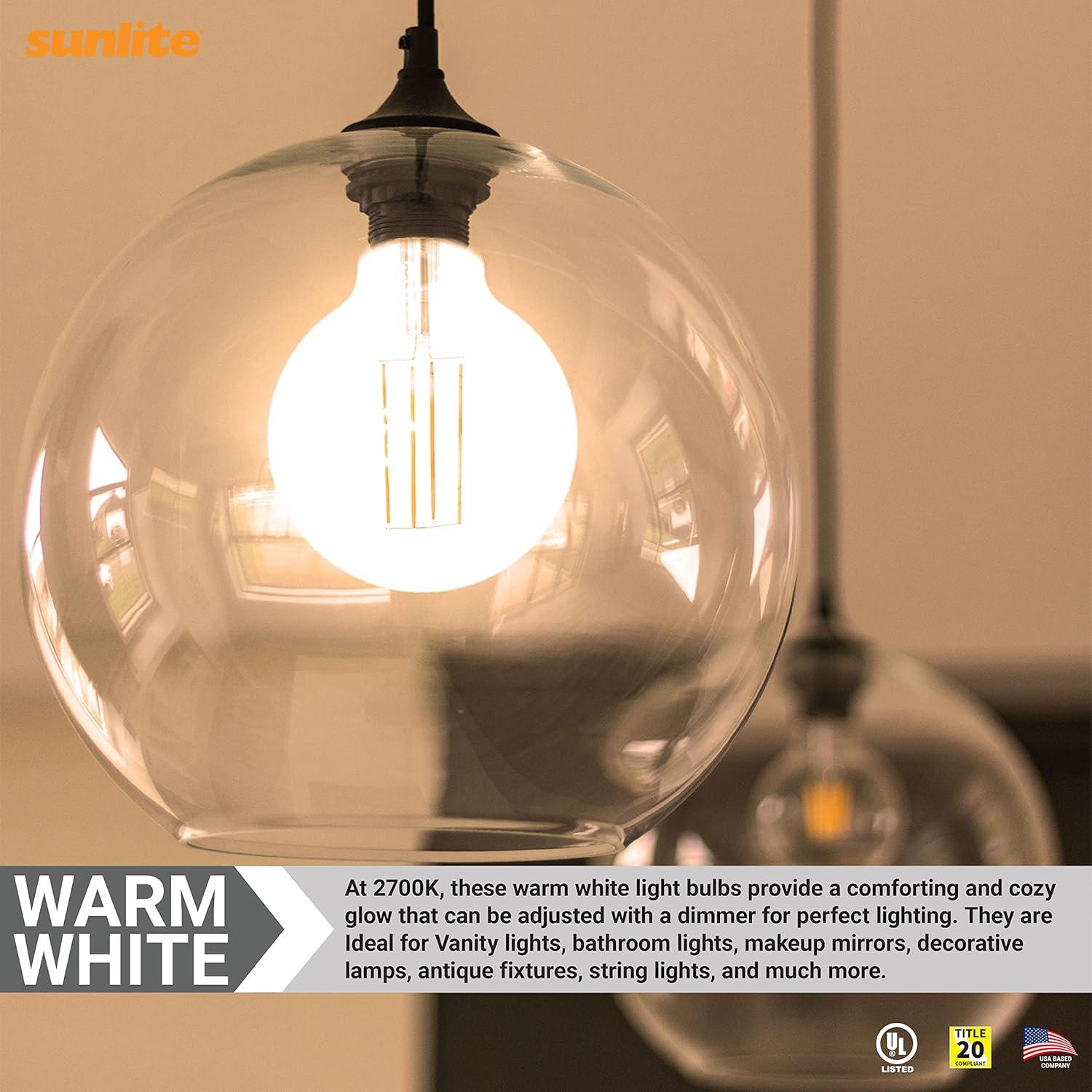 Sunlite 8.5w LED G40 Edison Globe Antique E26 Base 2700K Bulb - 100W Equiv