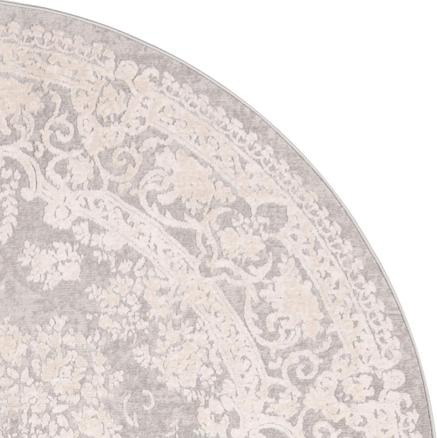 Reflection RFT664 Power Loomed Indoor Area Rug - Light Grey/Cream - 6'7" round - Safavieh.