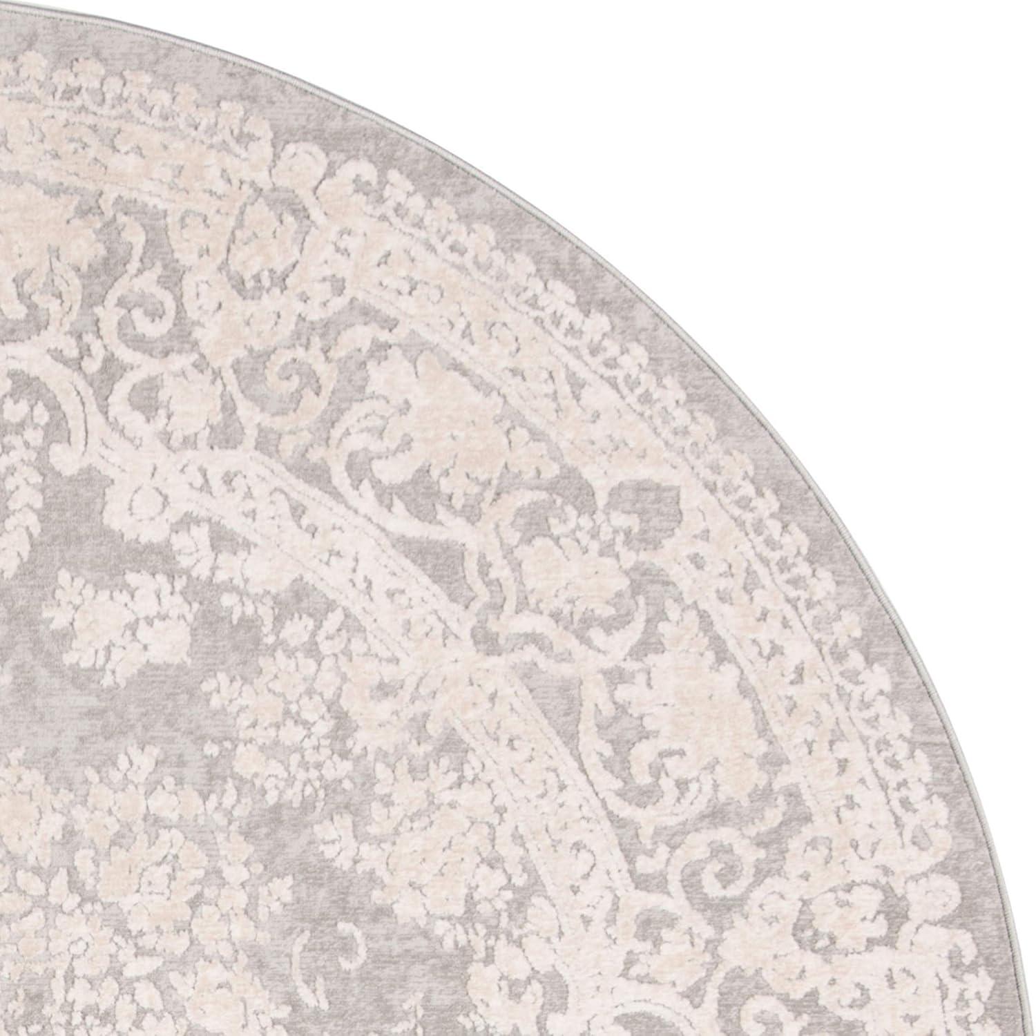 Reflection RFT664 Power Loomed Indoor Area Rug - Light Grey/Cream - 6'7" round - Safavieh.